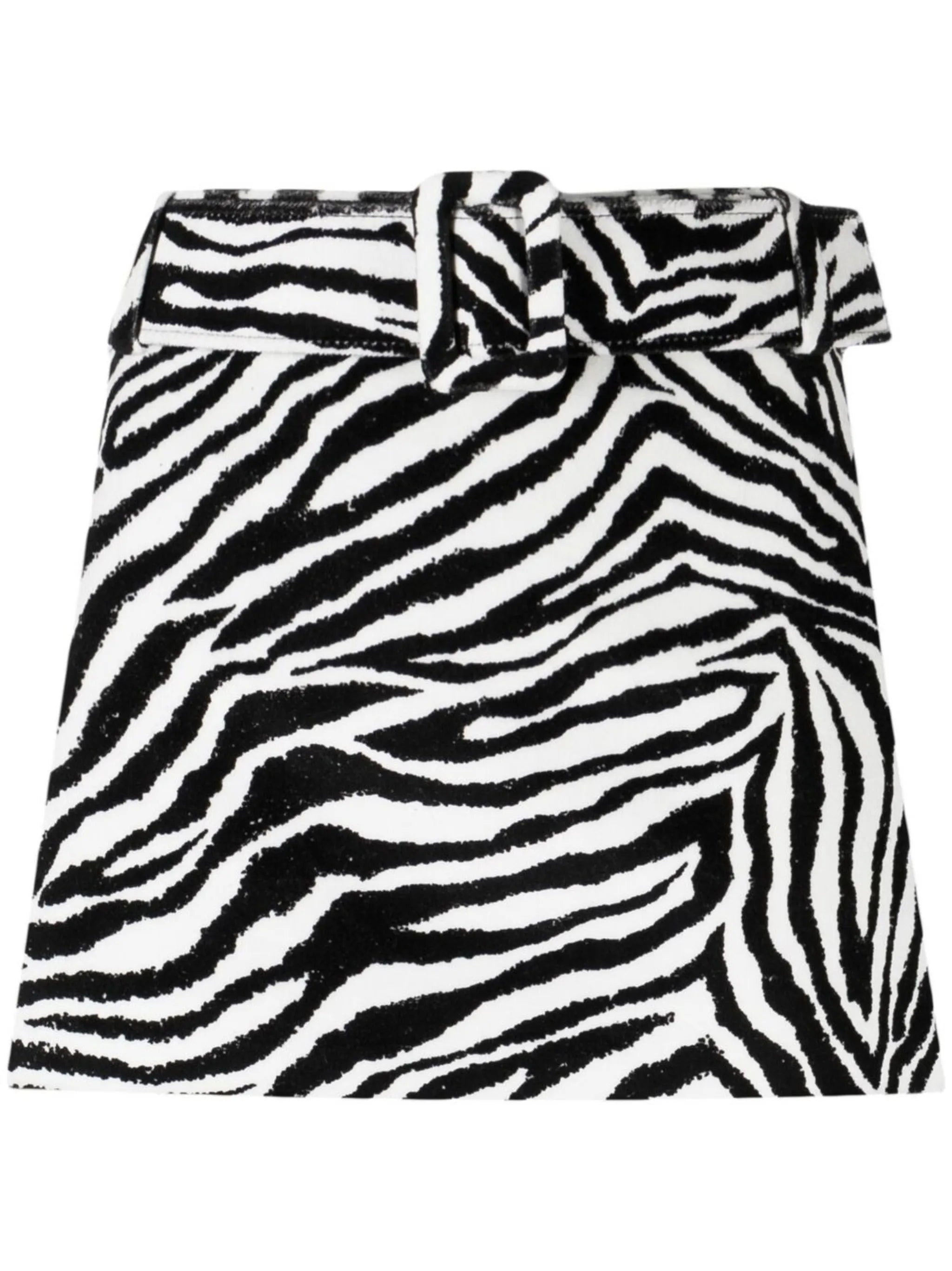 low-rise zebra-print skirt
