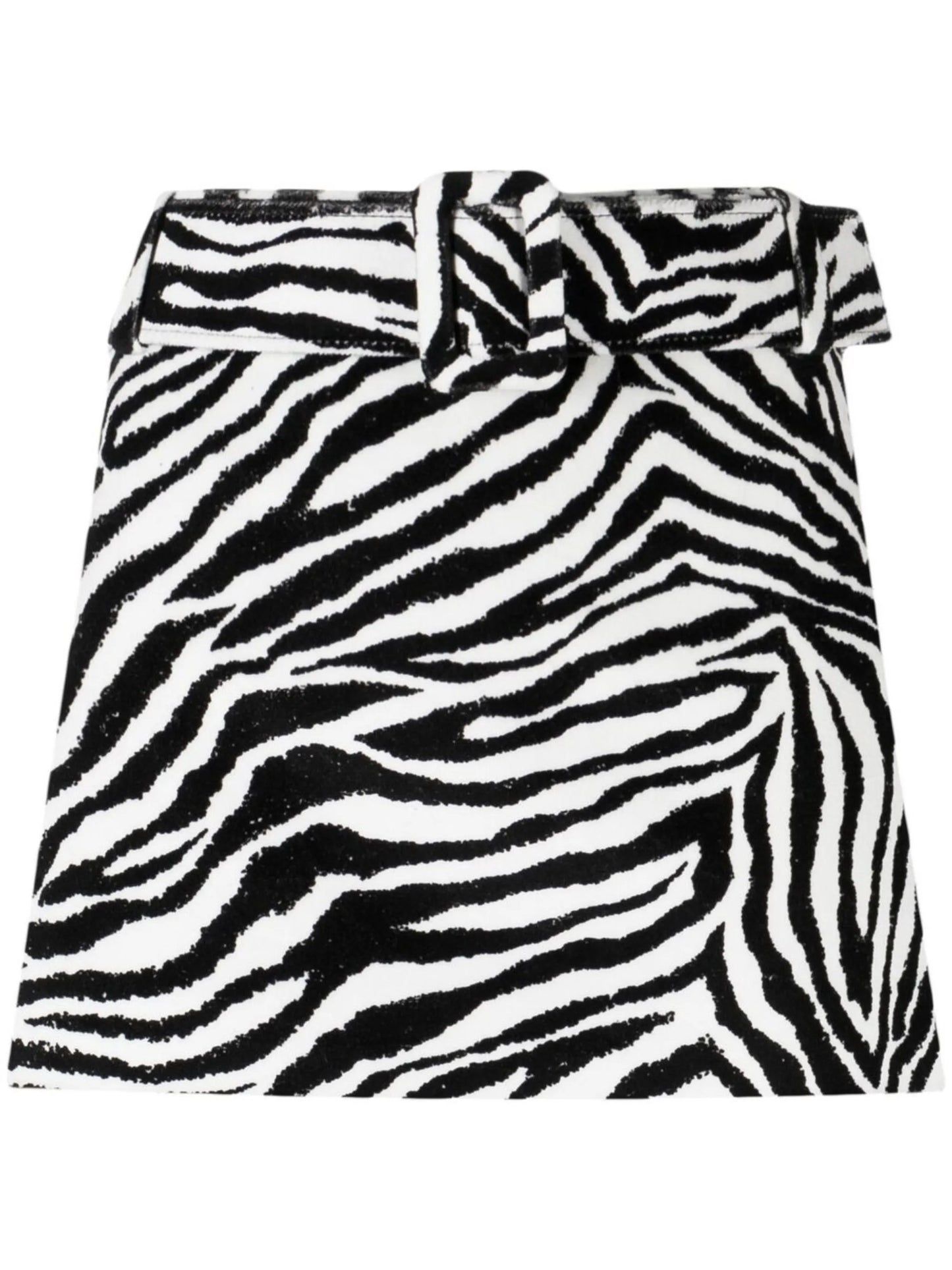low-rise zebra-print skirt