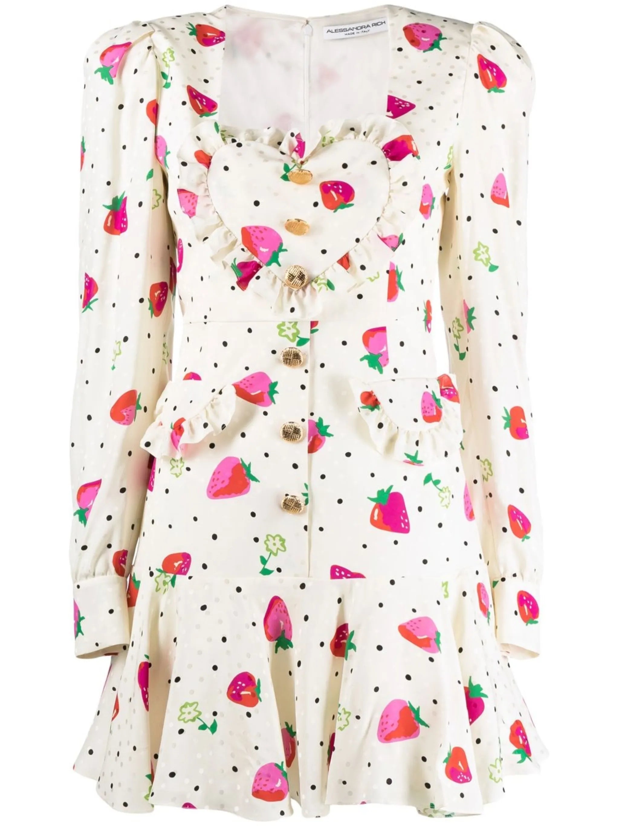 strawberry-print silk dress