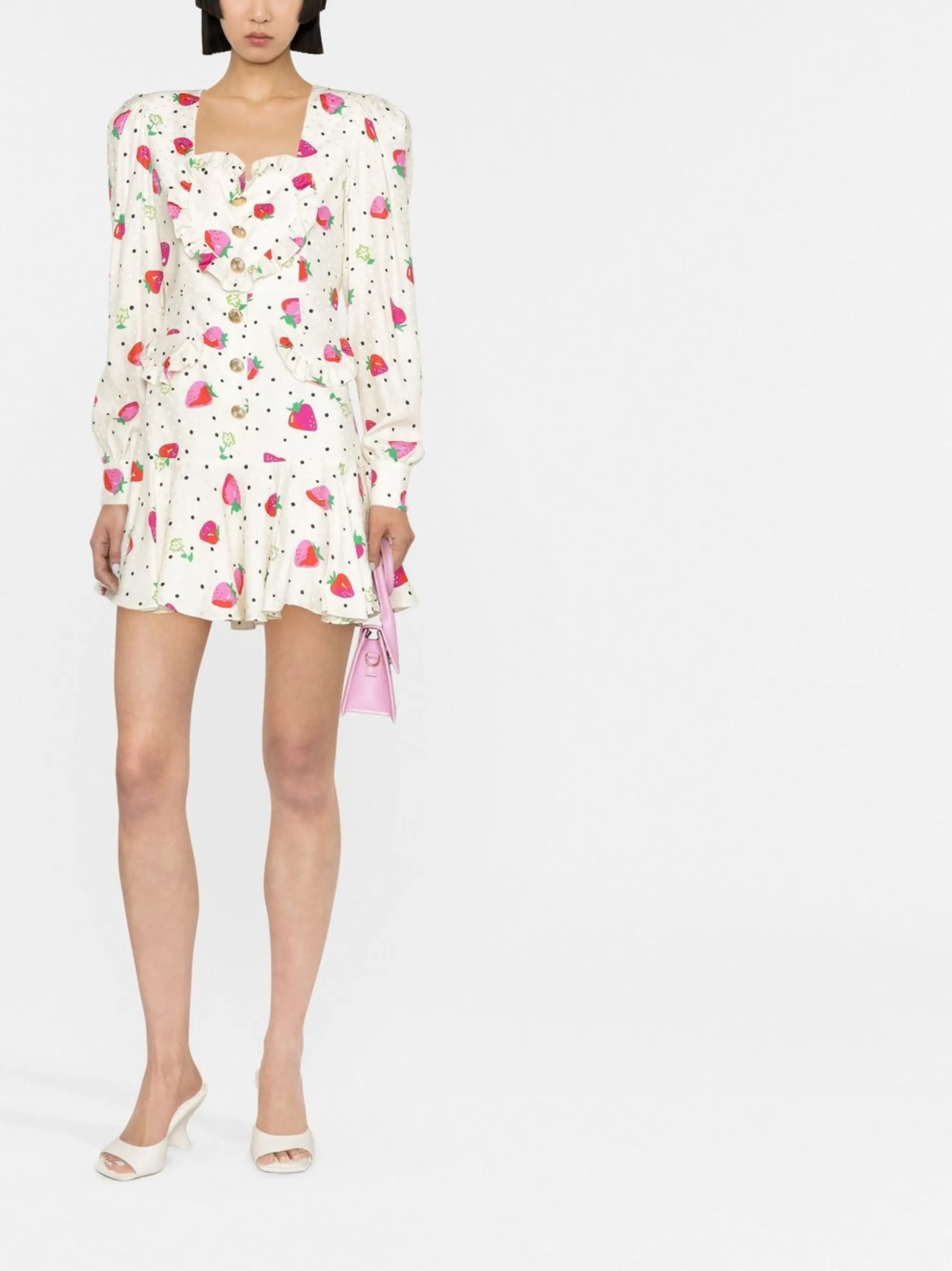 strawberry-print silk dress