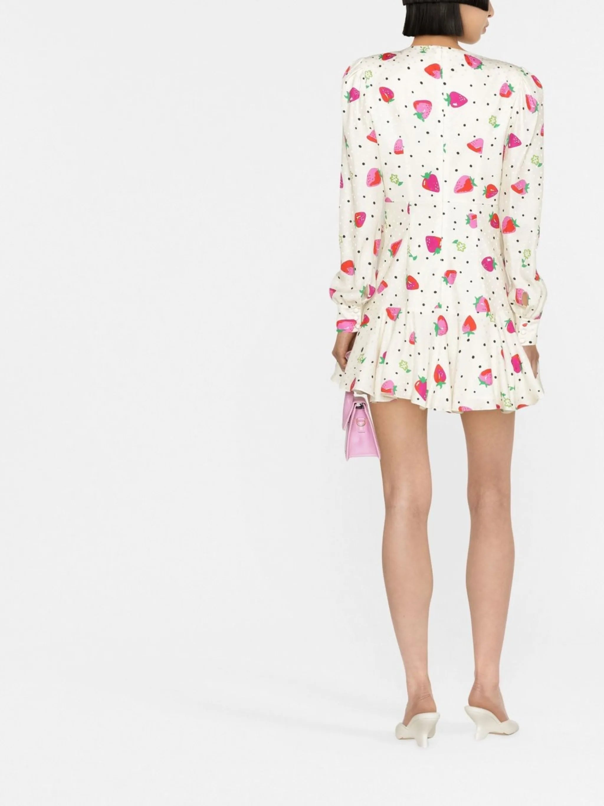 strawberry-print silk dress