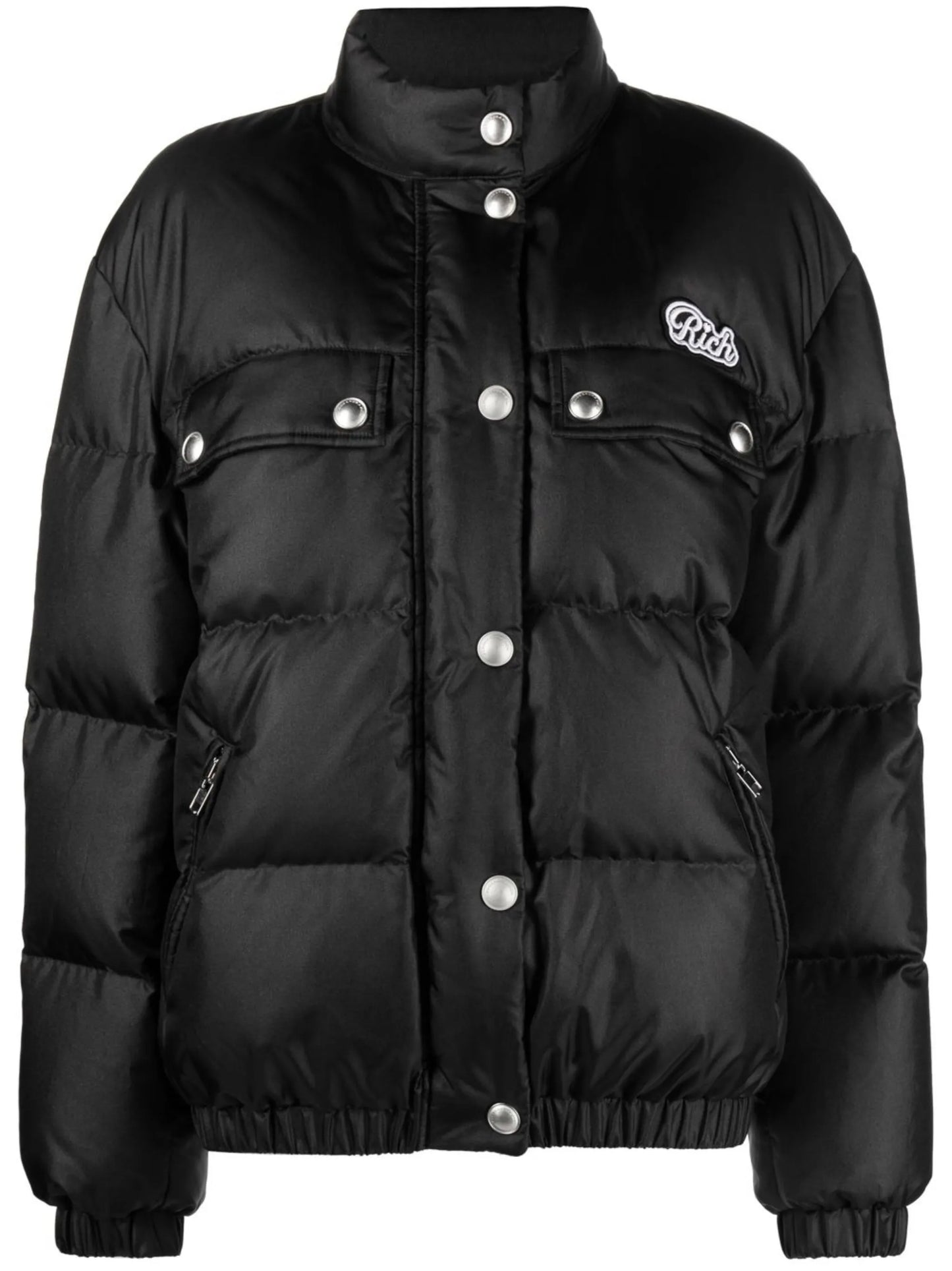 logo-embroidered puffer coat