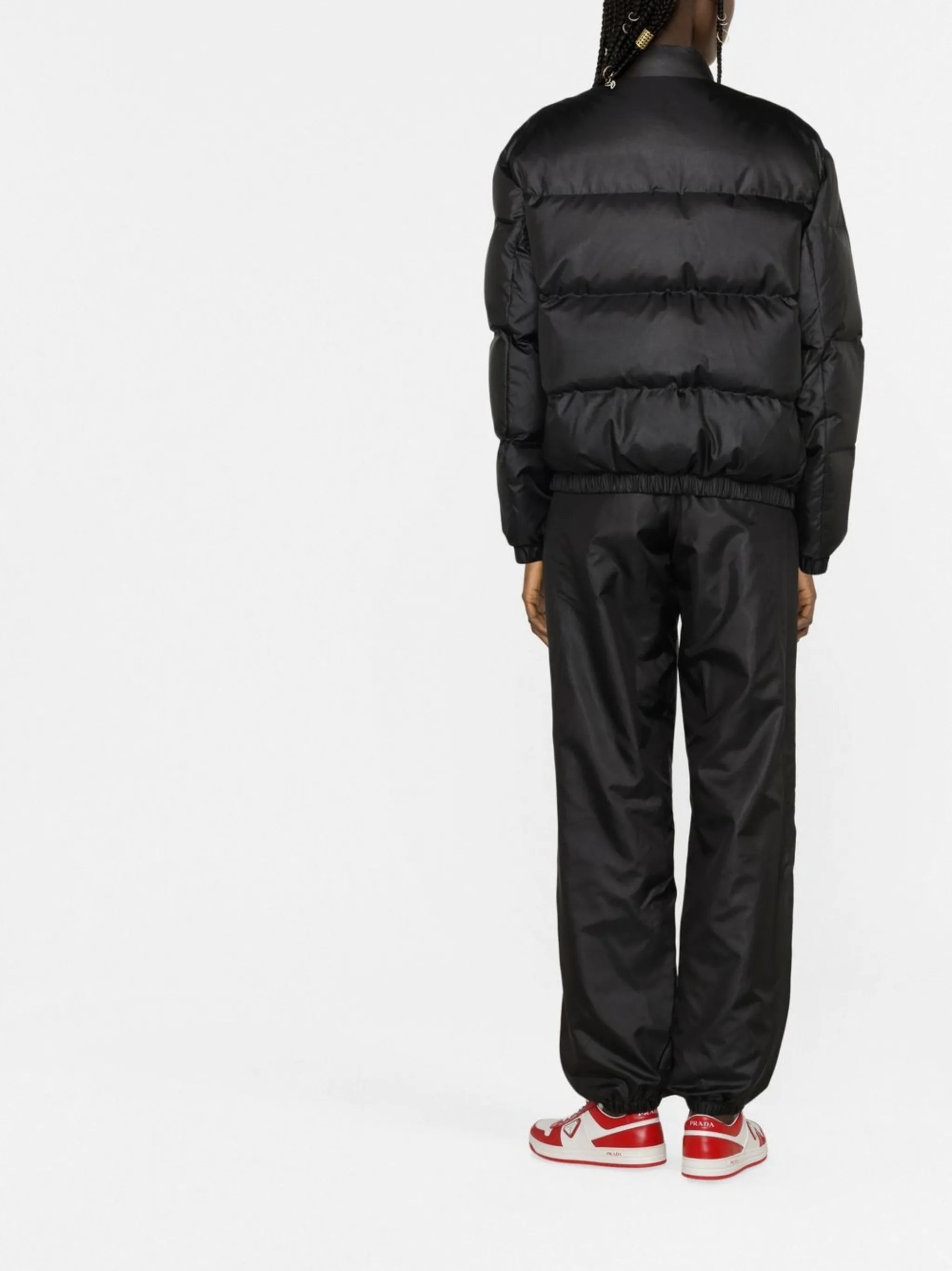 logo-embroidered puffer coat