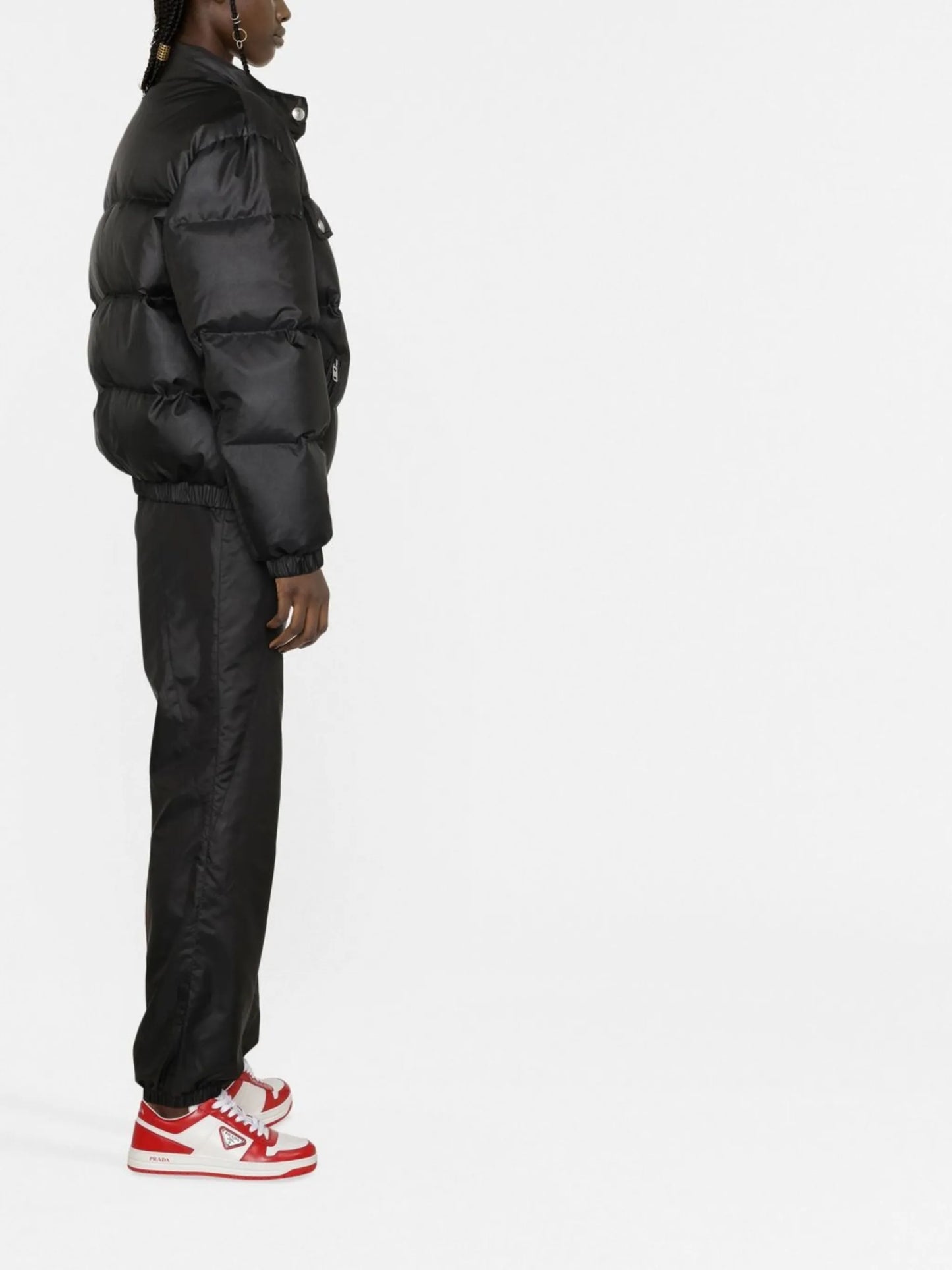 logo-embroidered puffer coat