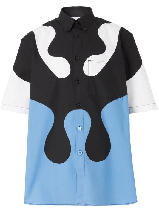 abstract-print button-down cotton shirt
