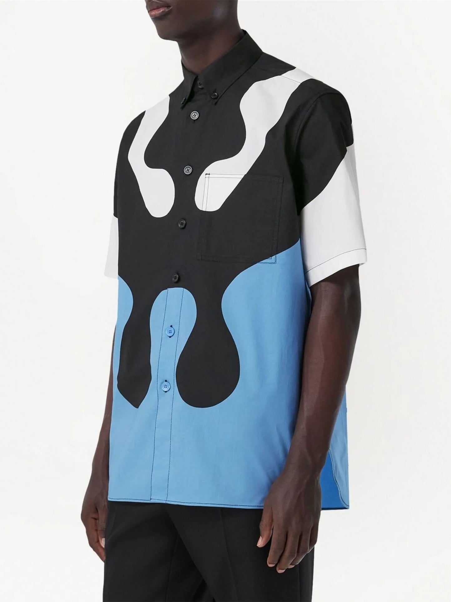abstract-print button-down cotton shirt