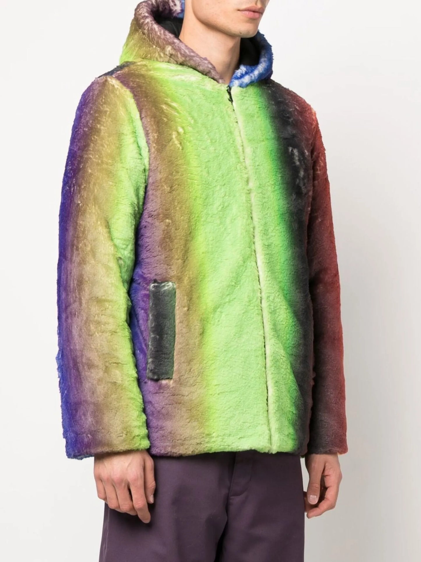 gradient-effect faux-fur jacket