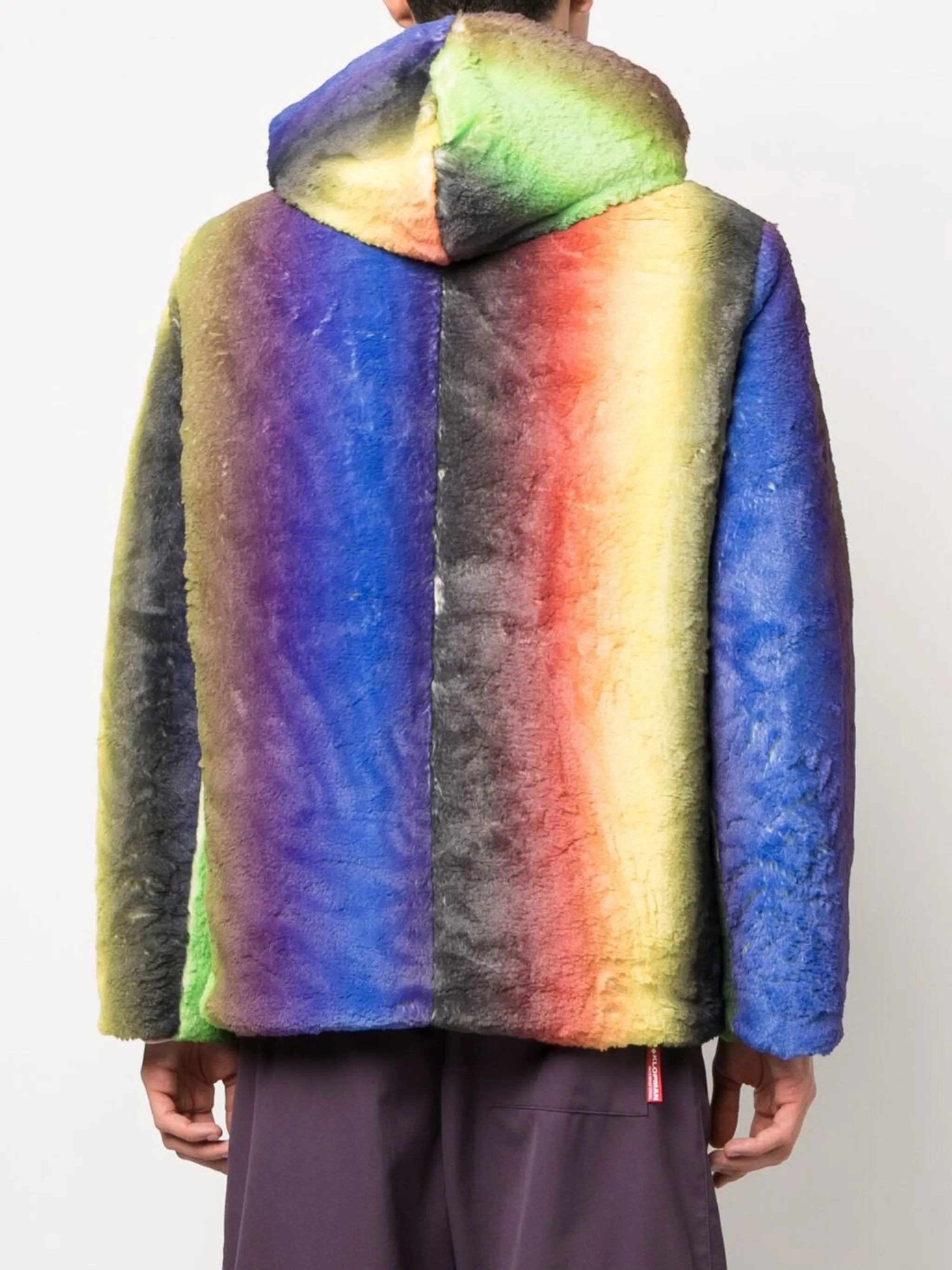gradient-effect faux-fur jacket