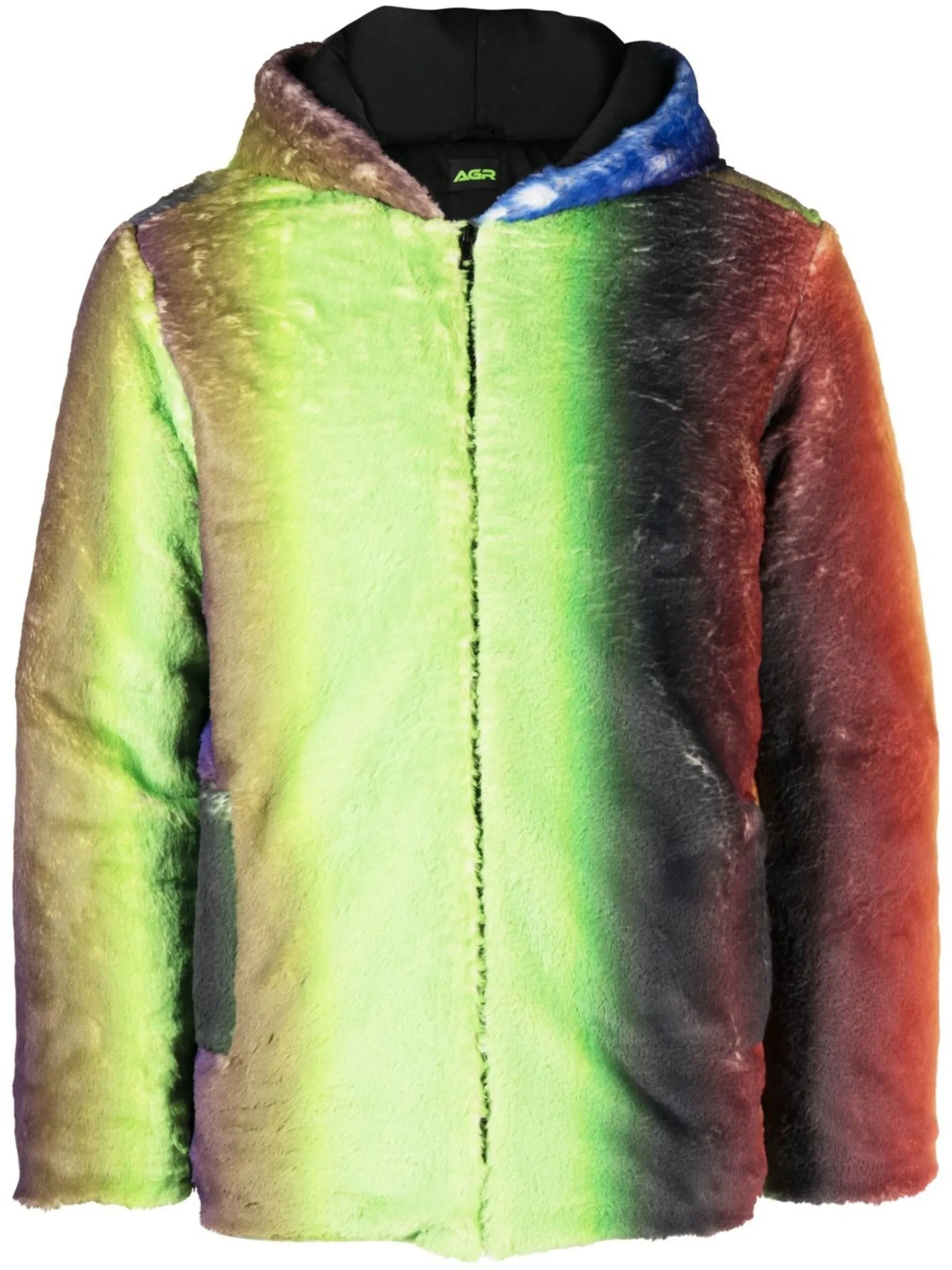 gradient-effect faux-fur jacket