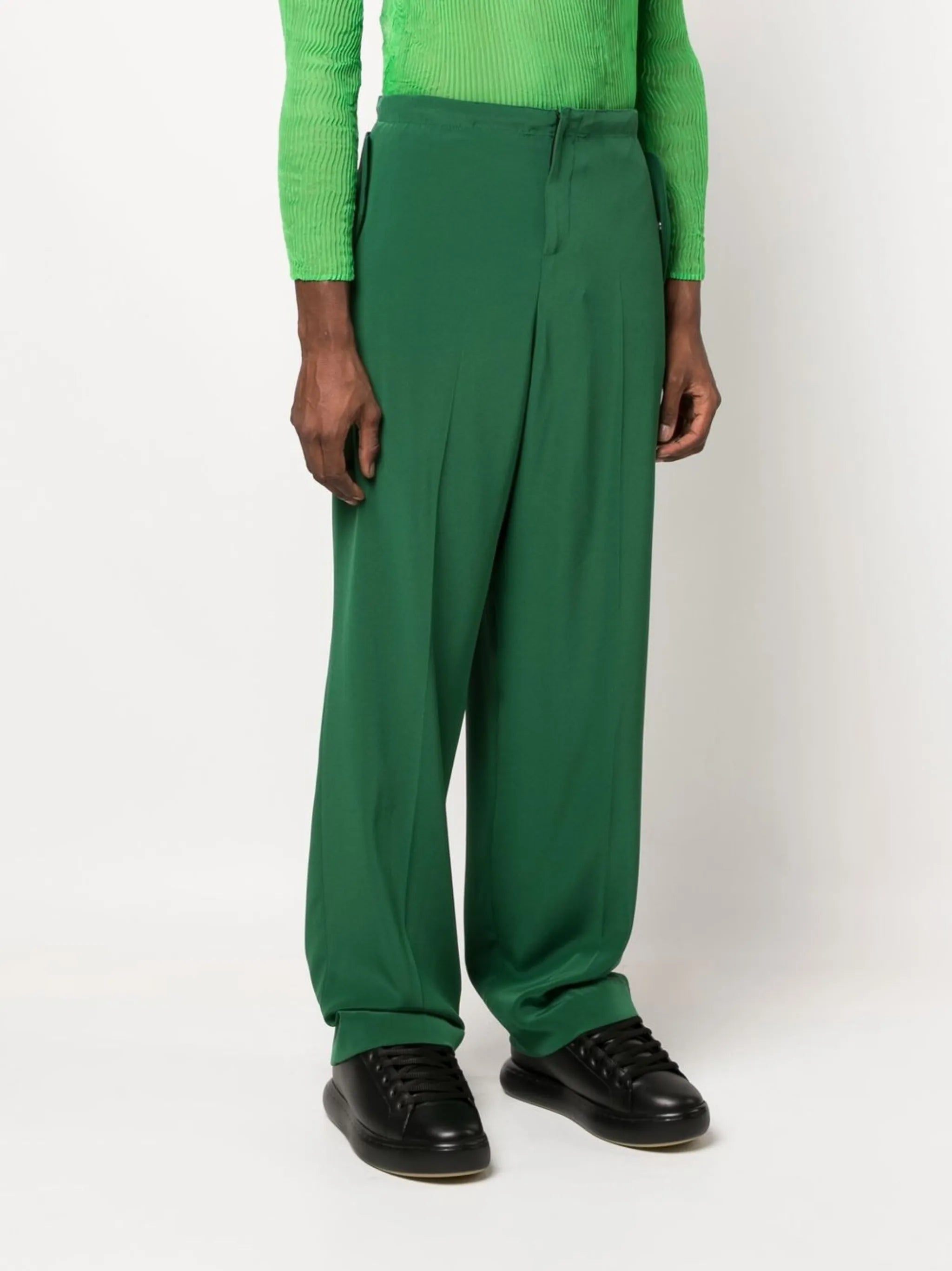 flap-pocket wide-leg trousers