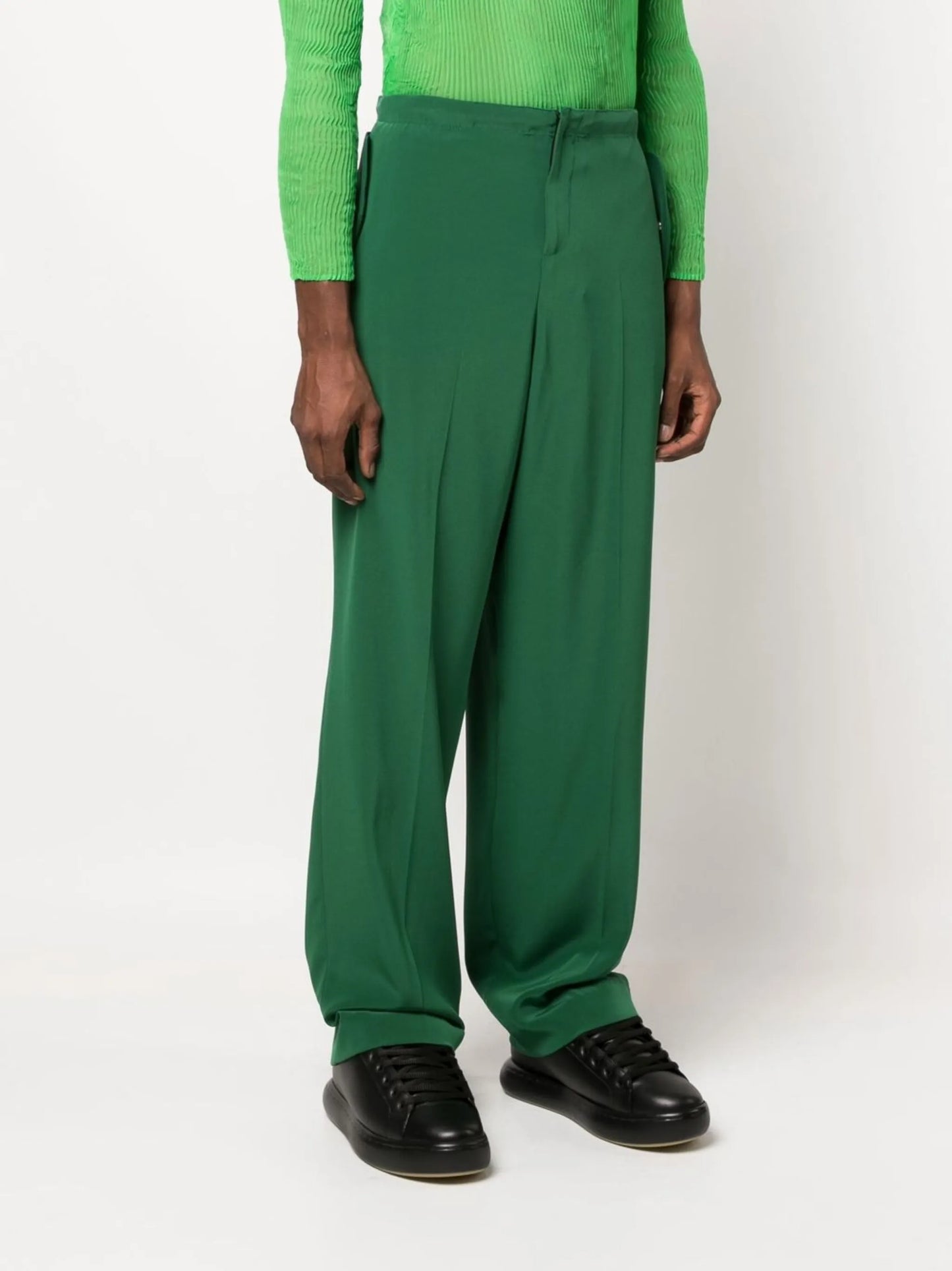 flap-pocket wide-leg trousers