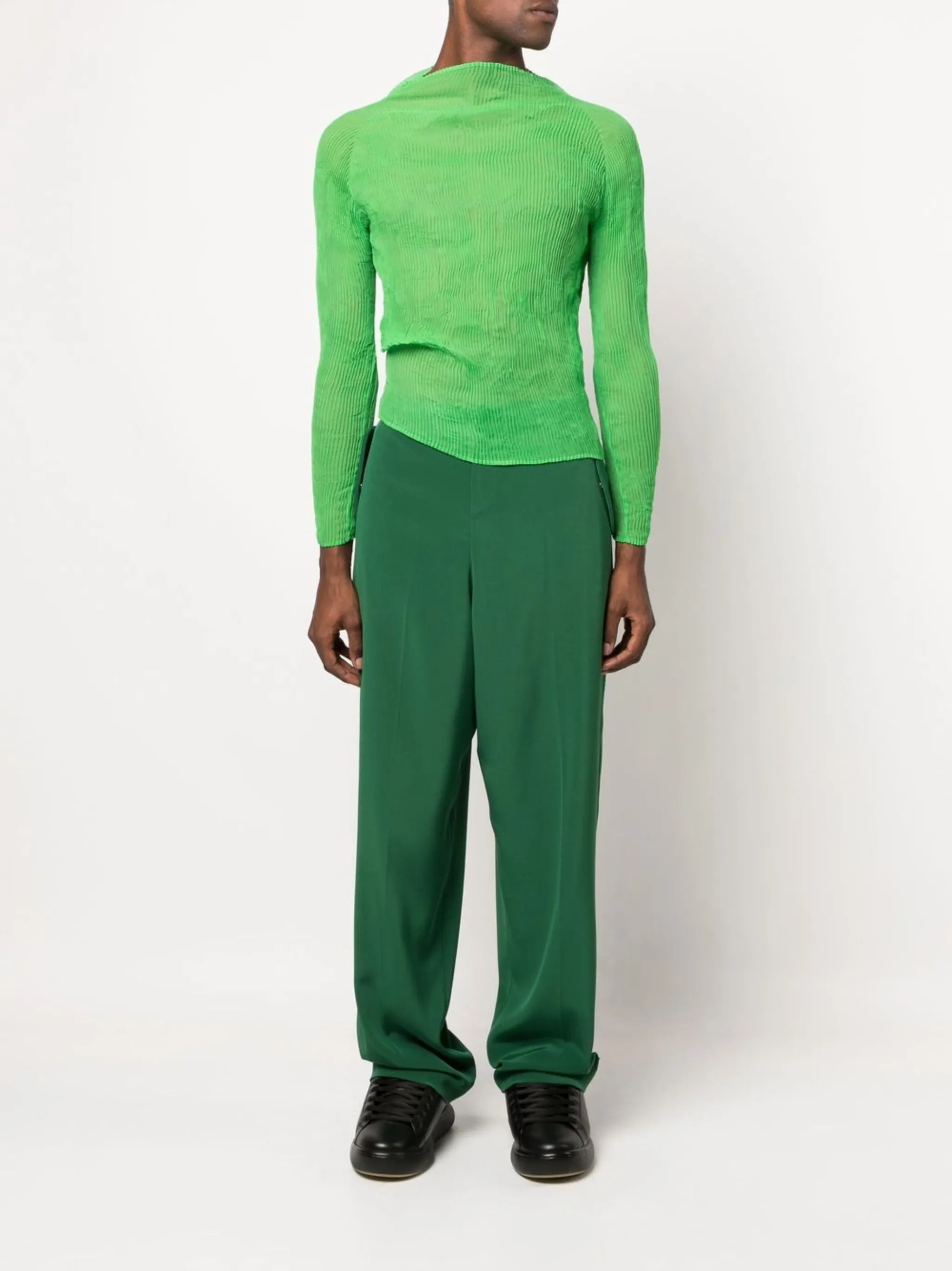 flap-pocket wide-leg trousers