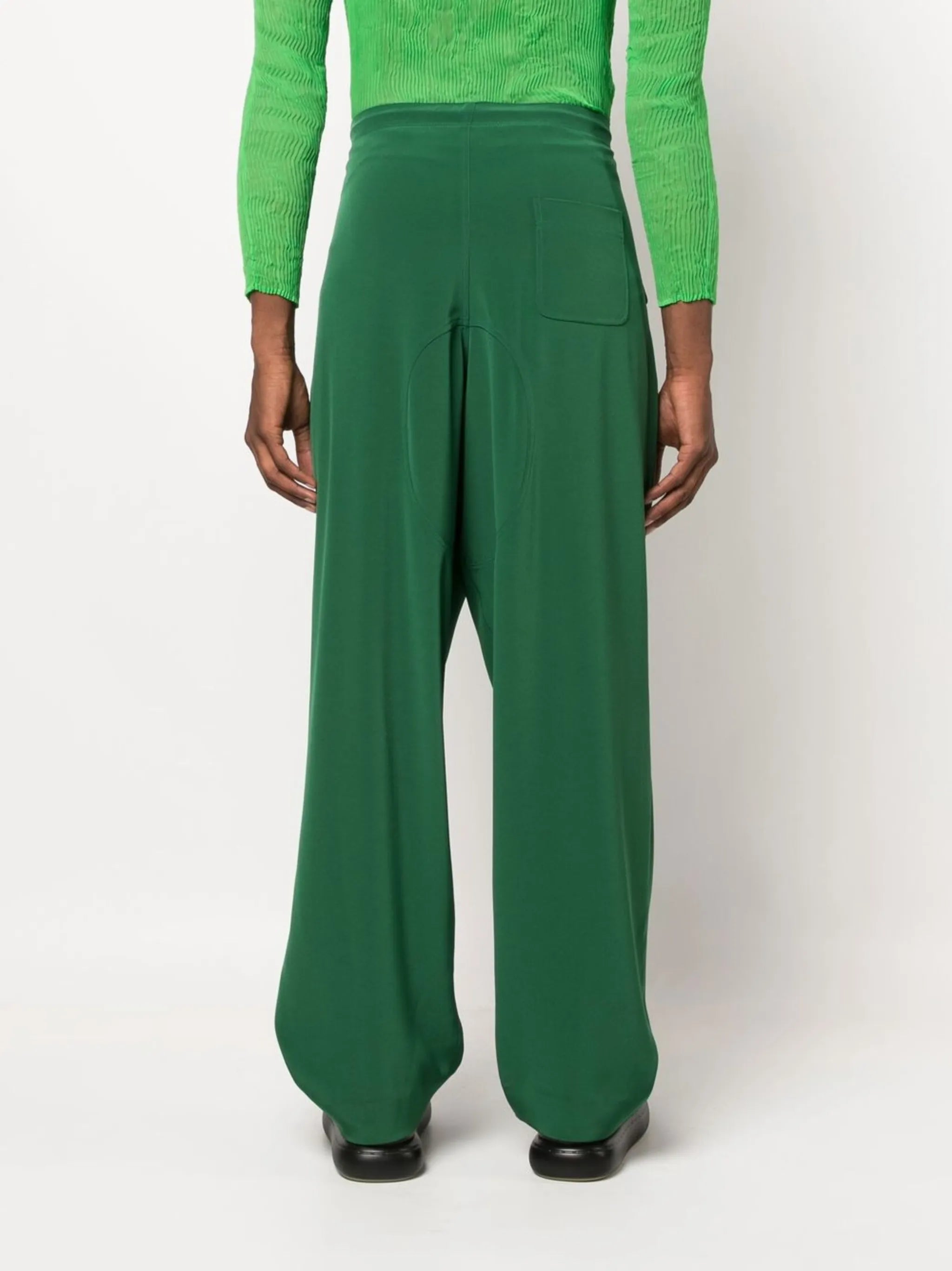 flap-pocket wide-leg trousers