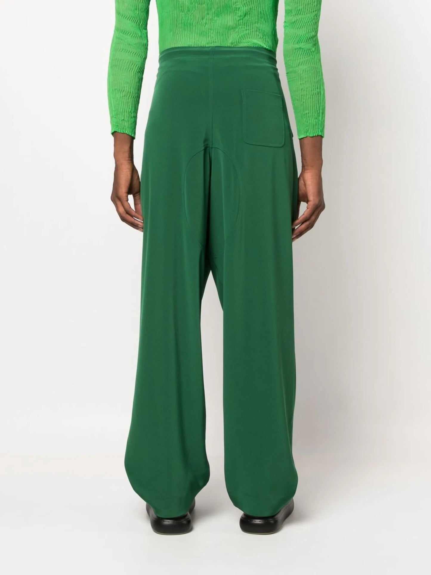 flap-pocket wide-leg trousers