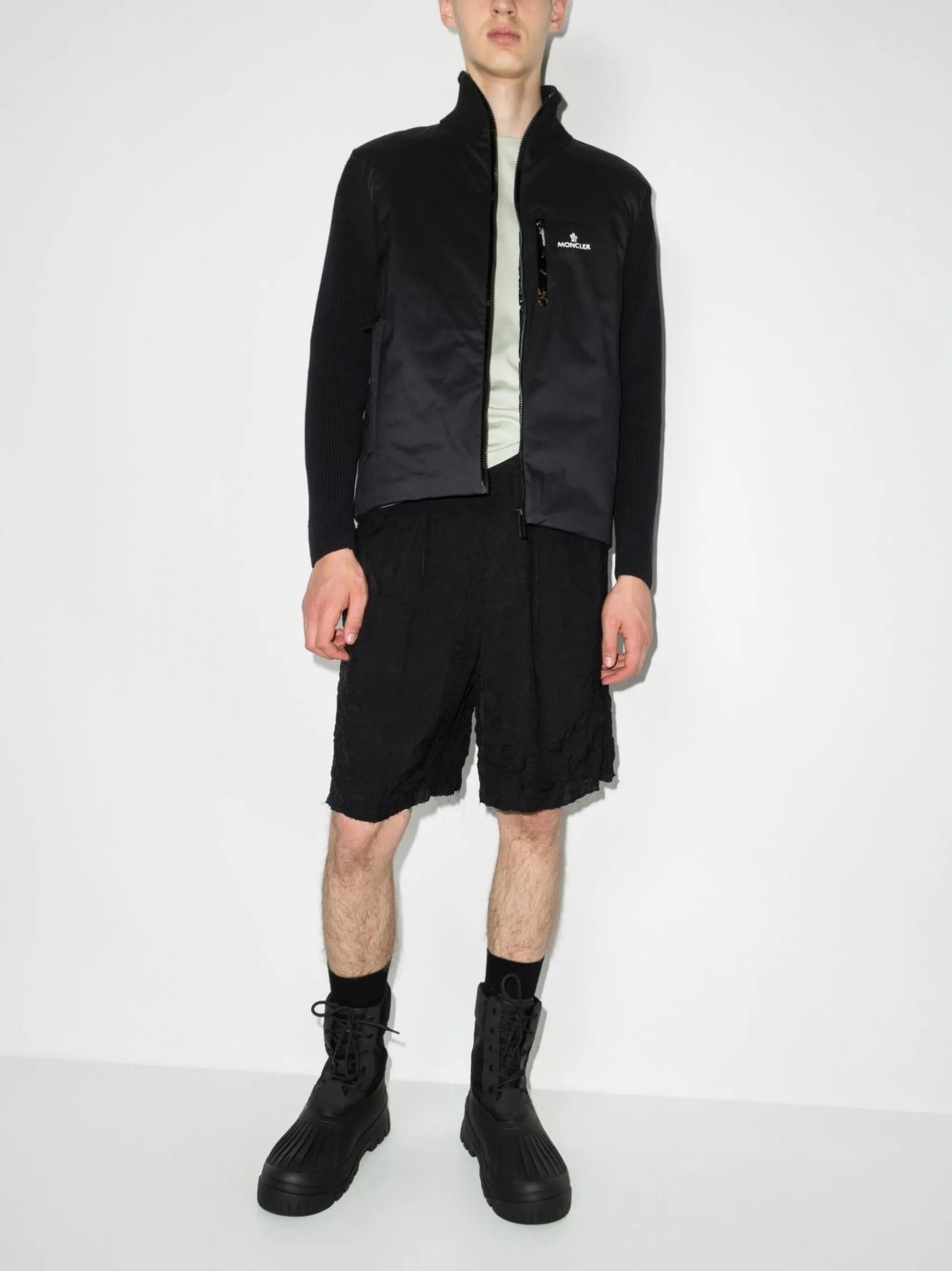 logo-print knitted zip cardigan