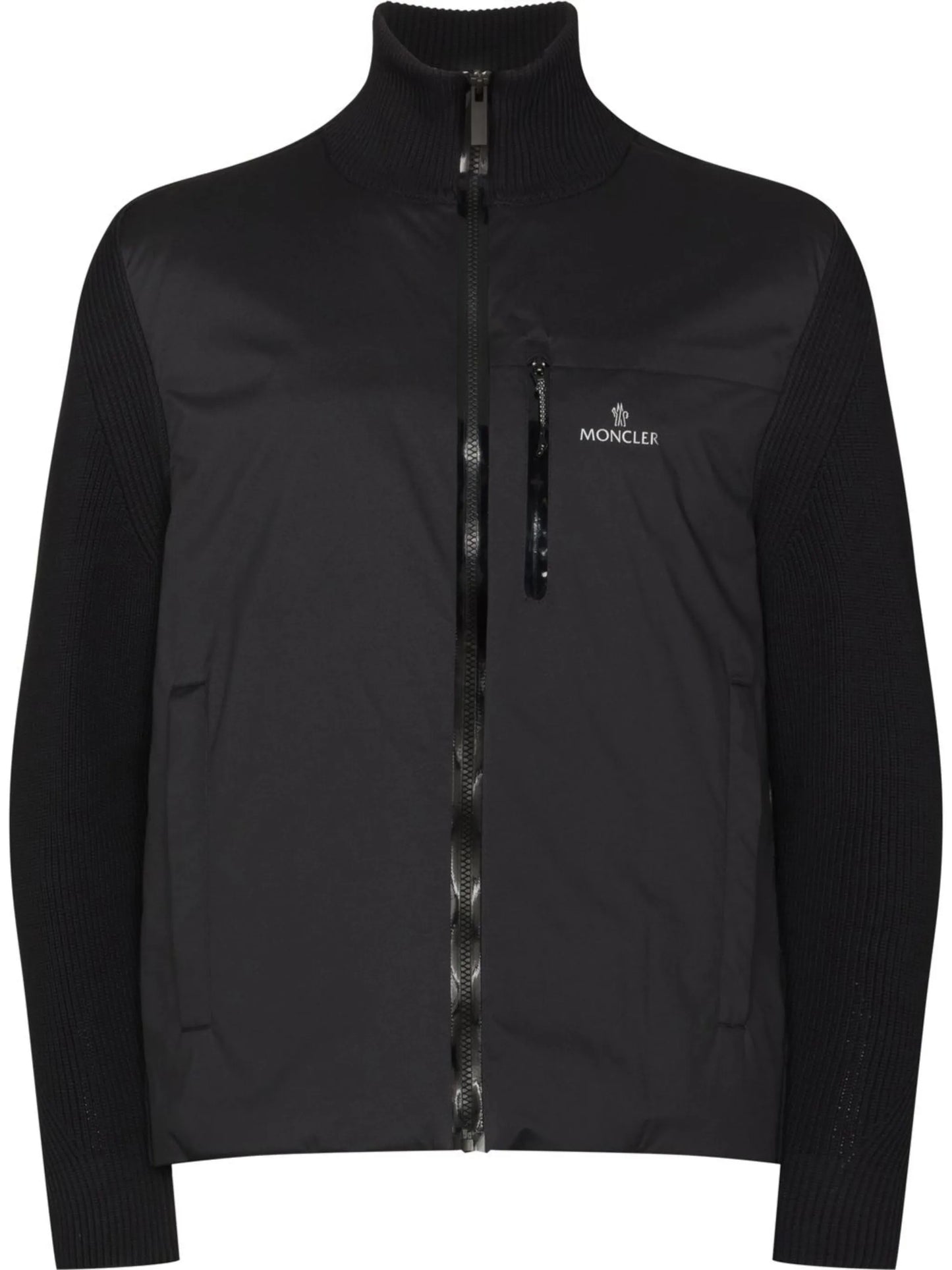 logo-print knitted zip cardigan