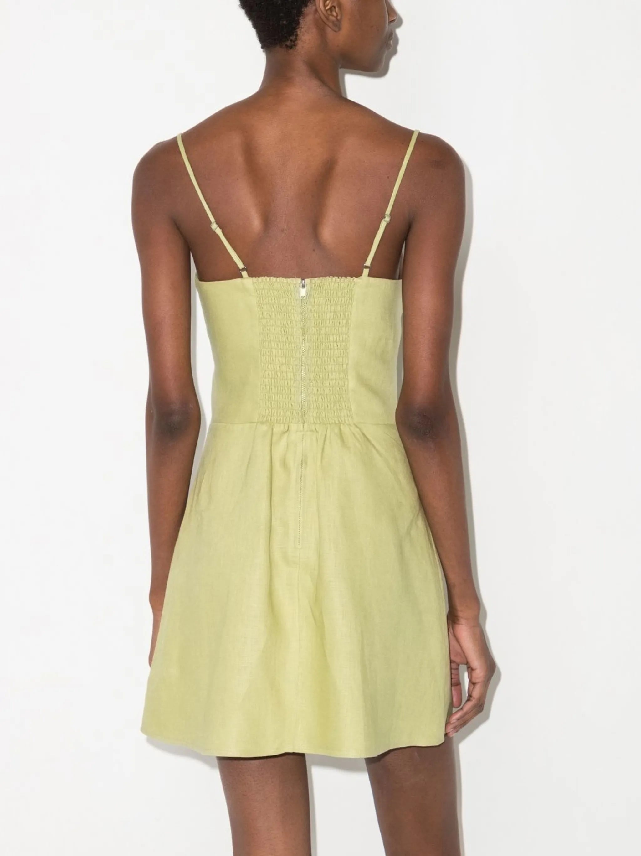 square-neck button-down mini dress