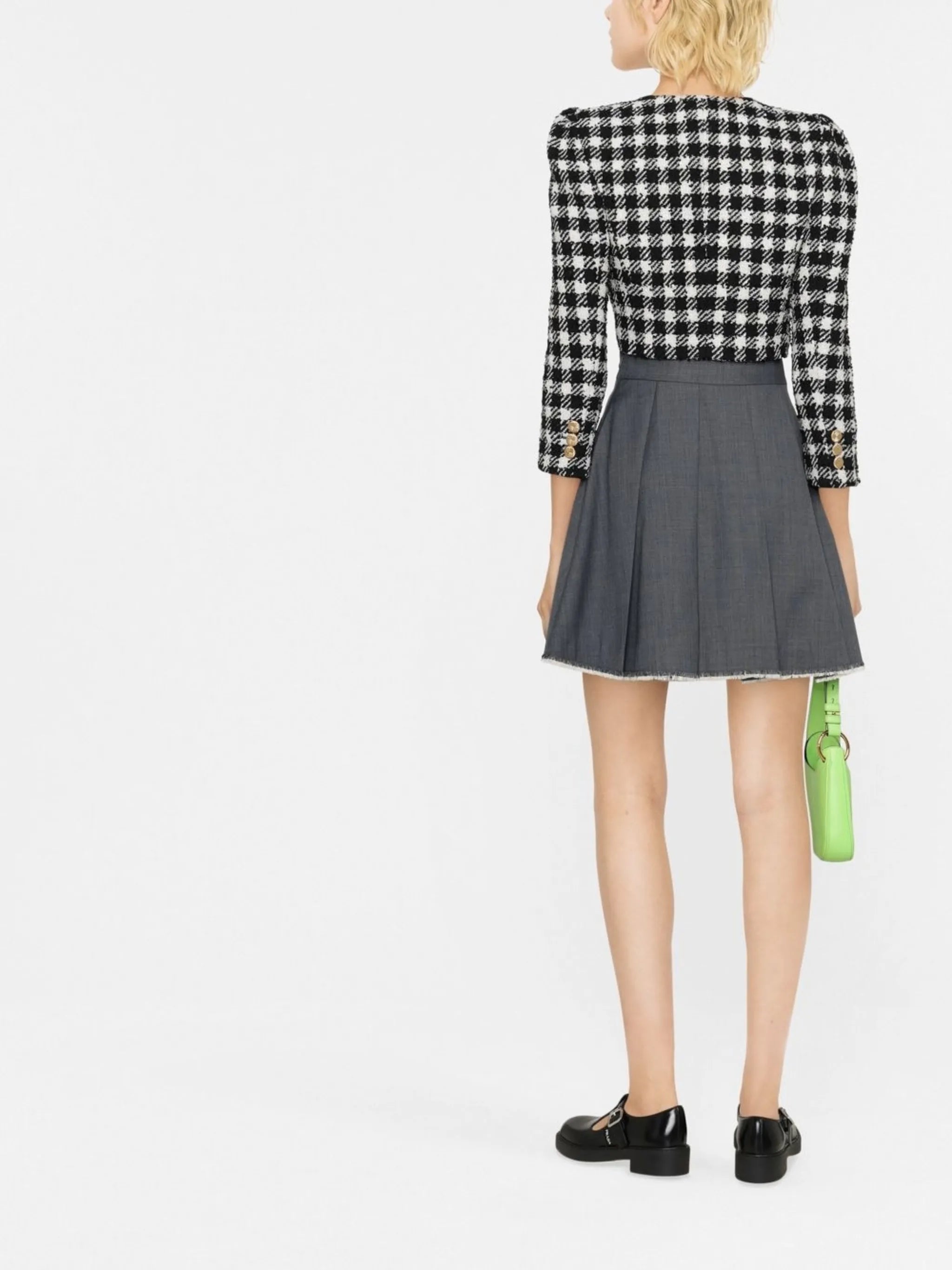 Vichy cropped tweed jacket