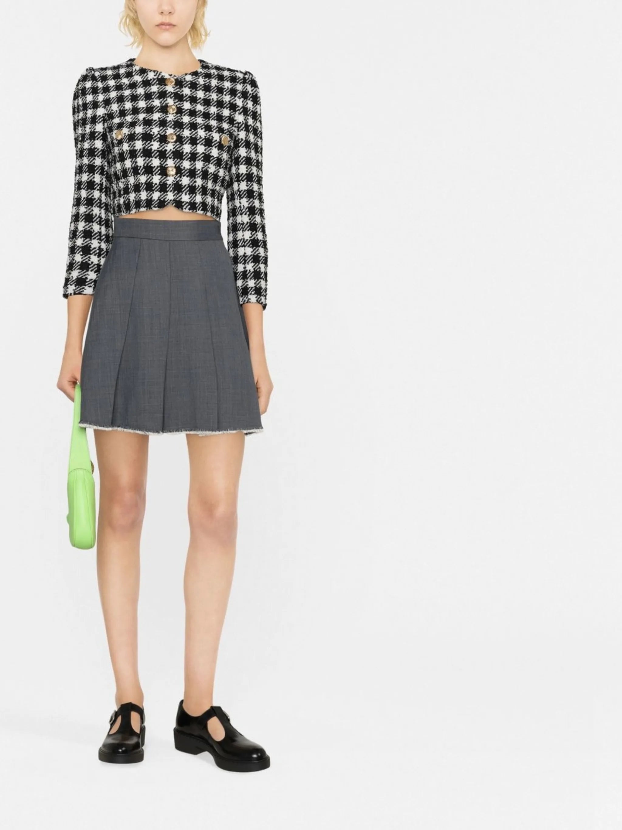 Vichy cropped tweed jacket