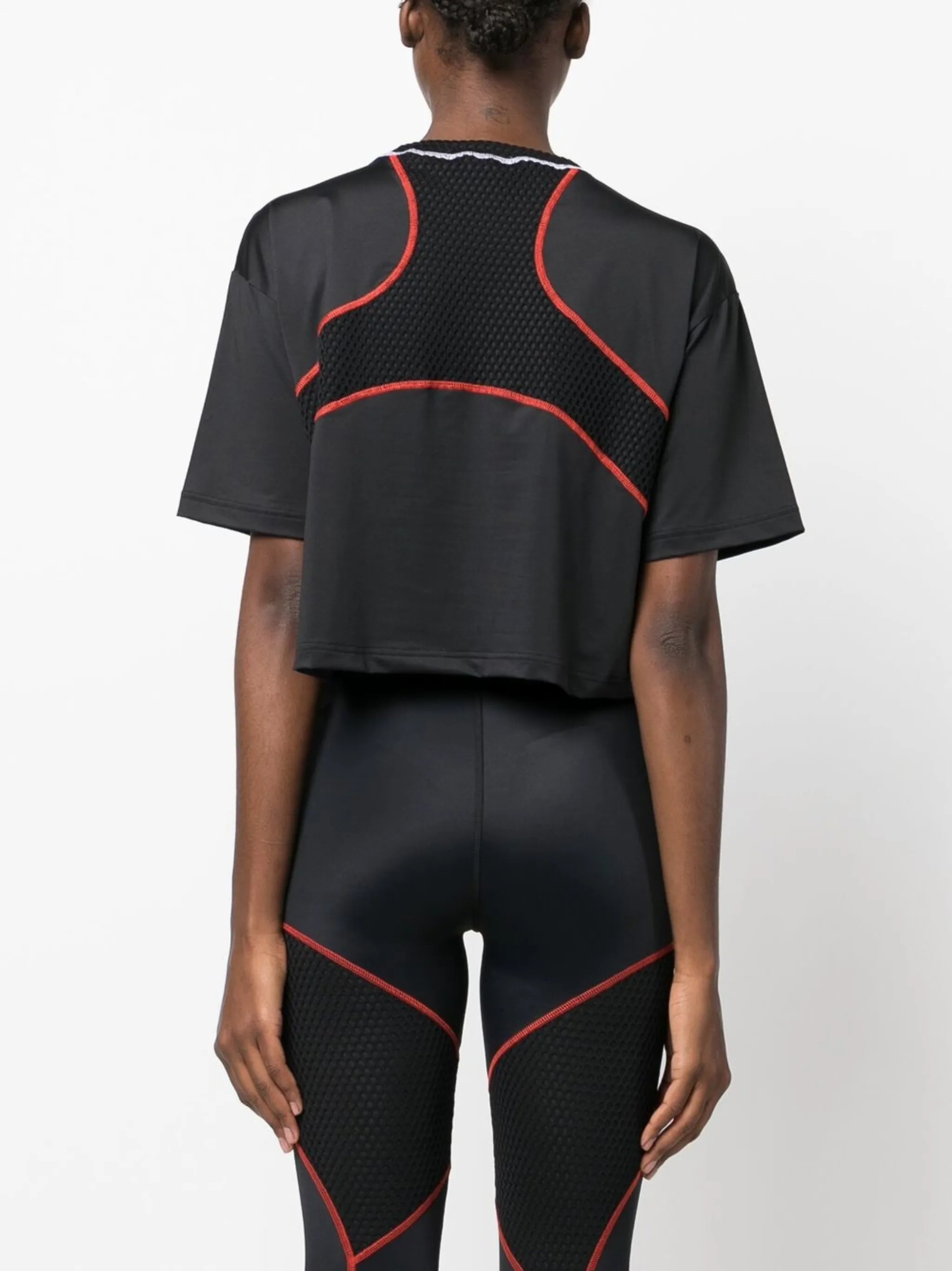 logo-print panelled T-shirt