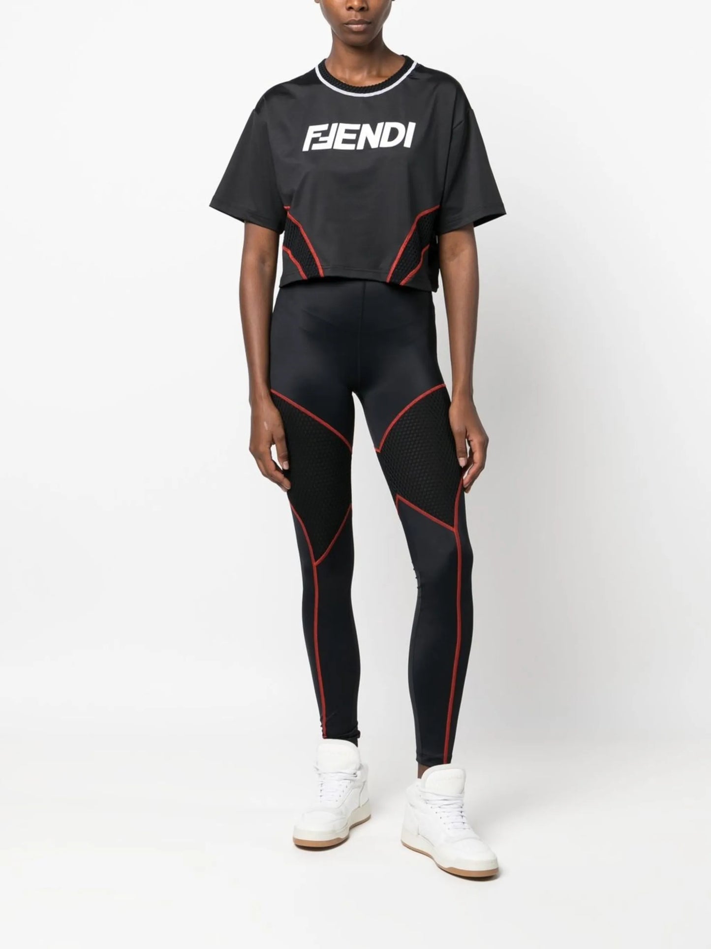 logo-print panelled T-shirt