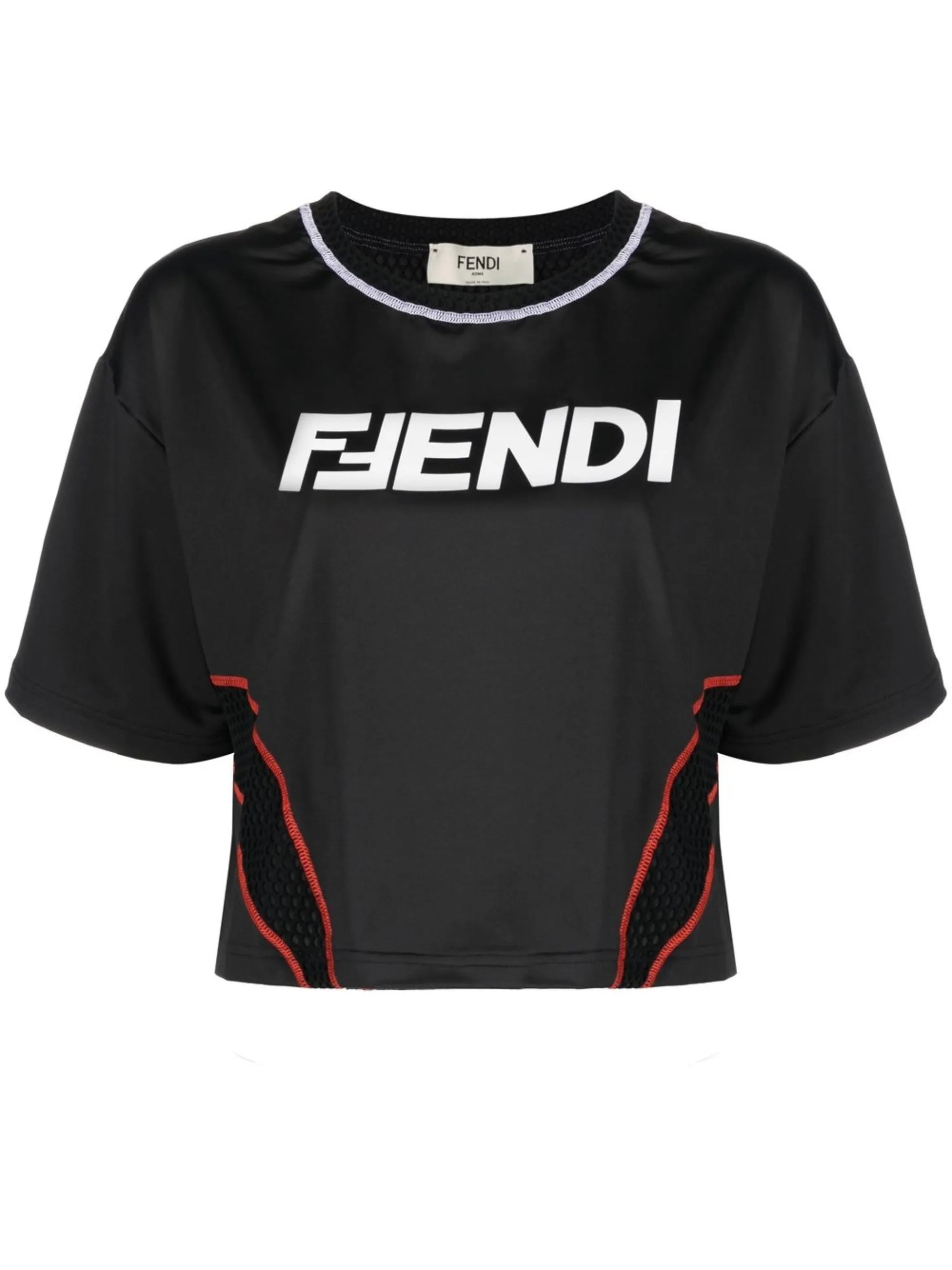 logo-print panelled T-shirt
