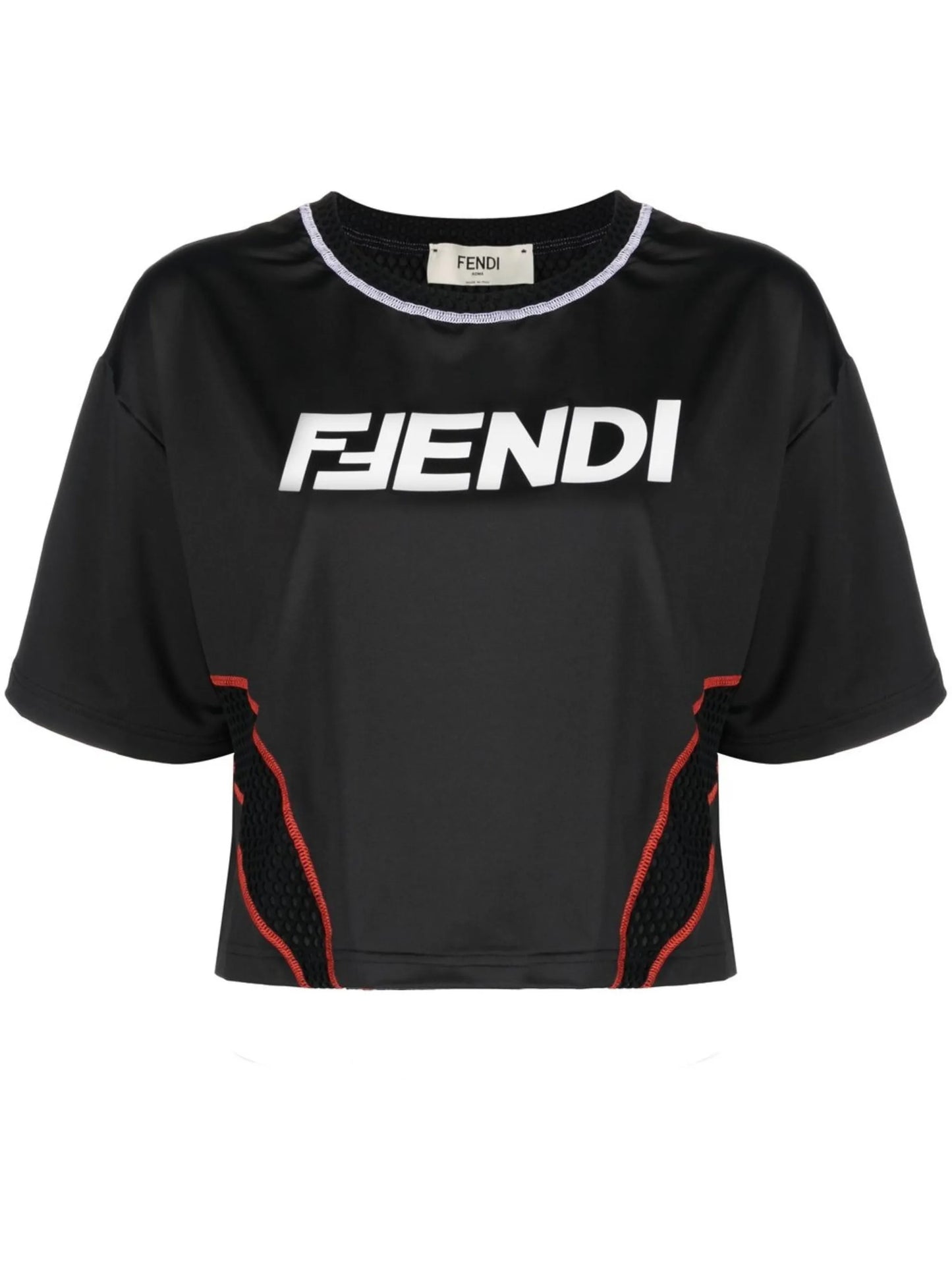 logo-print panelled T-shirt