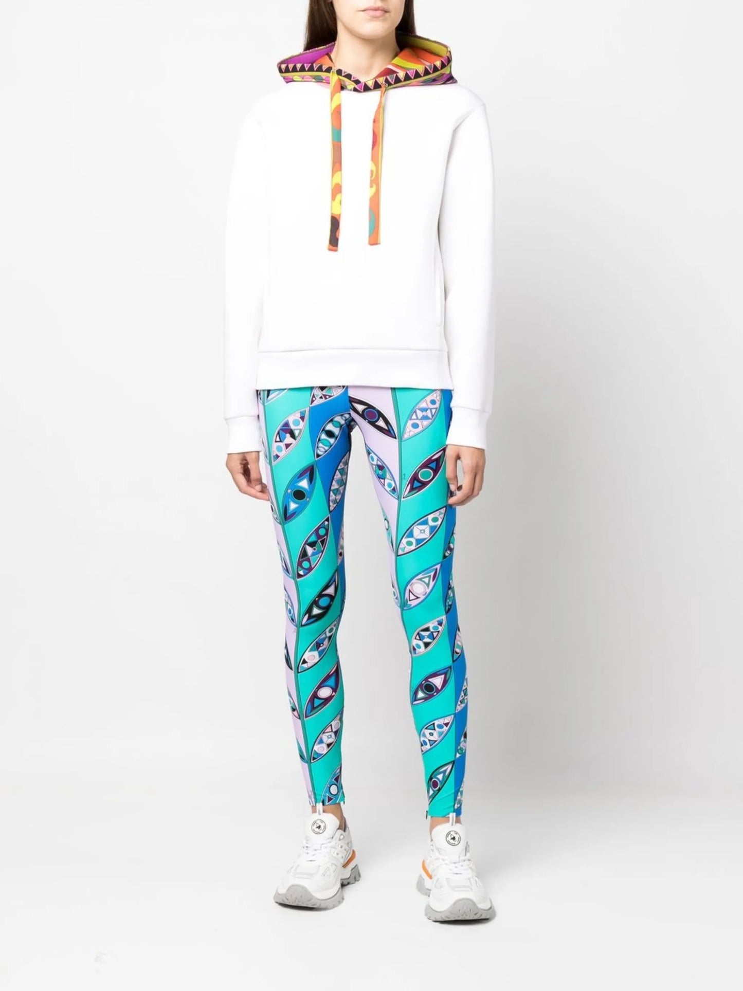 Rombi-print drawstring hoodie