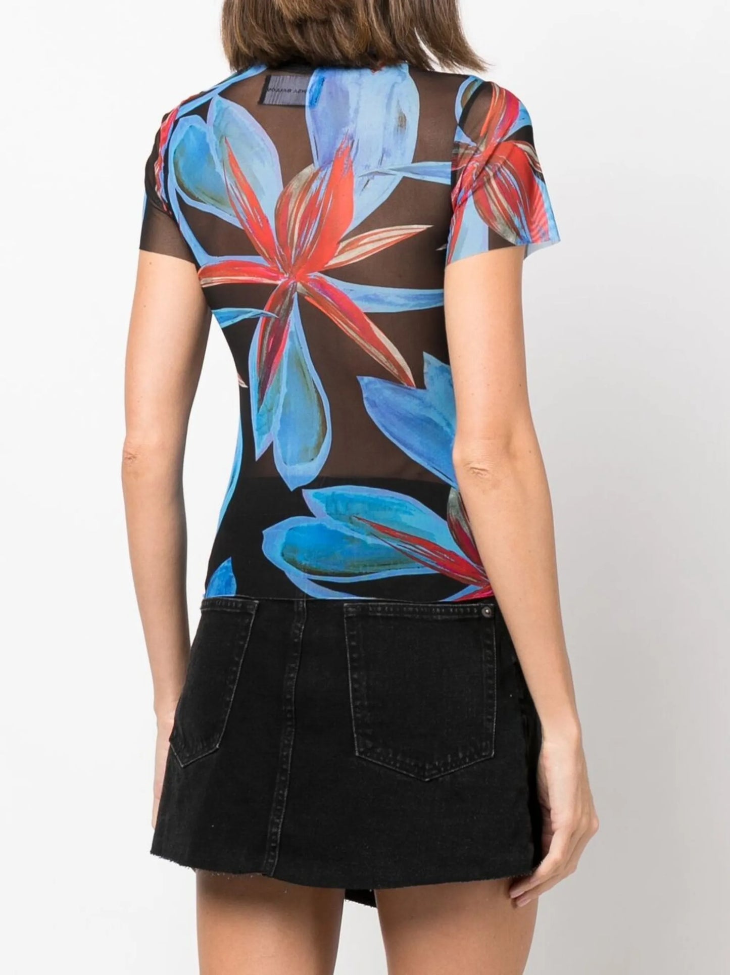 Beach graphic-print sheer T-shirt