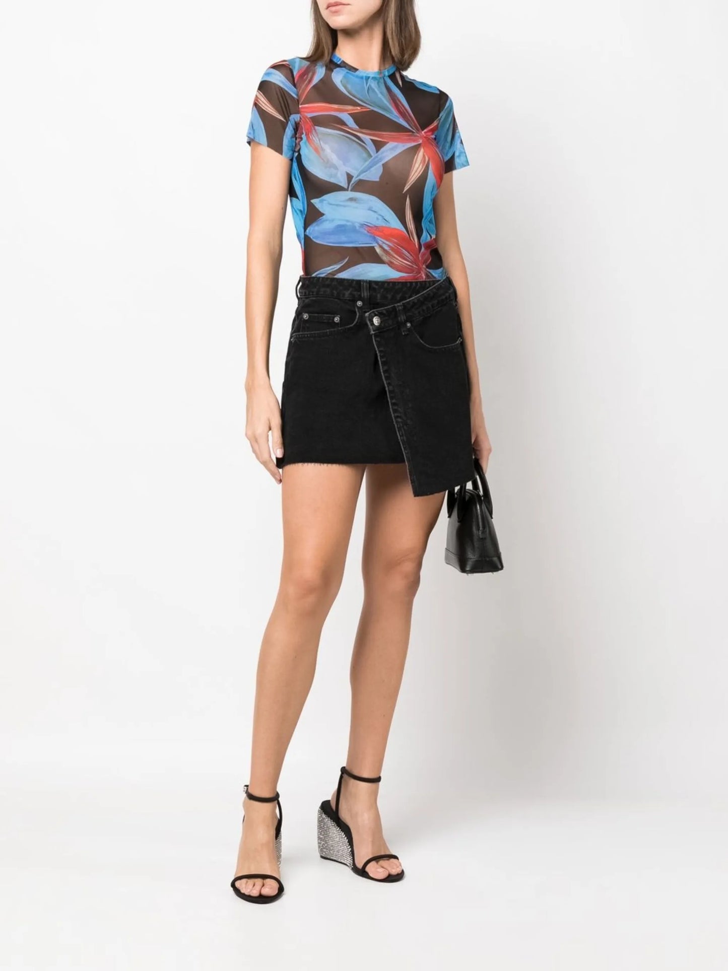 Beach graphic-print sheer T-shirt