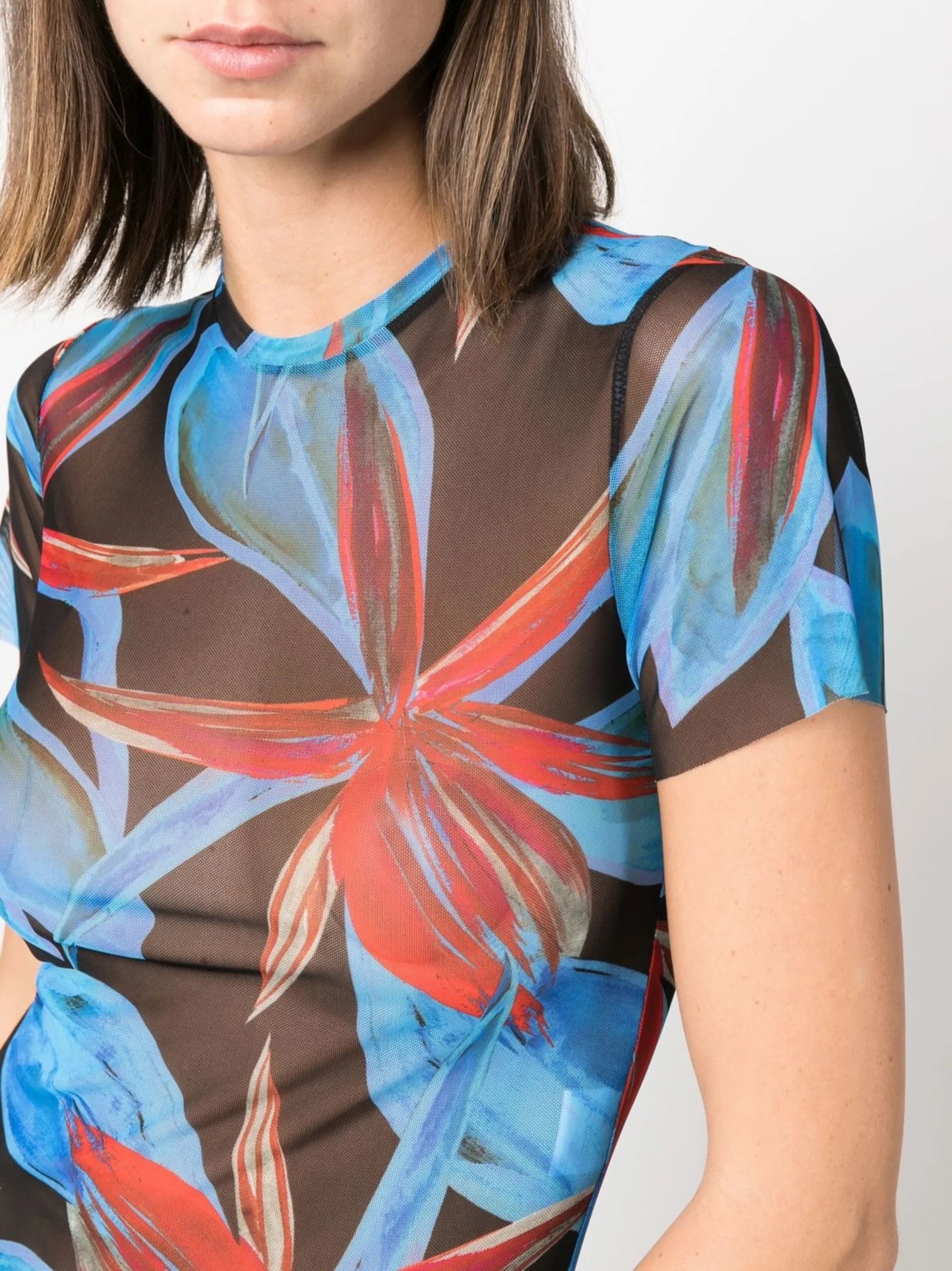 Beach graphic-print sheer T-shirt