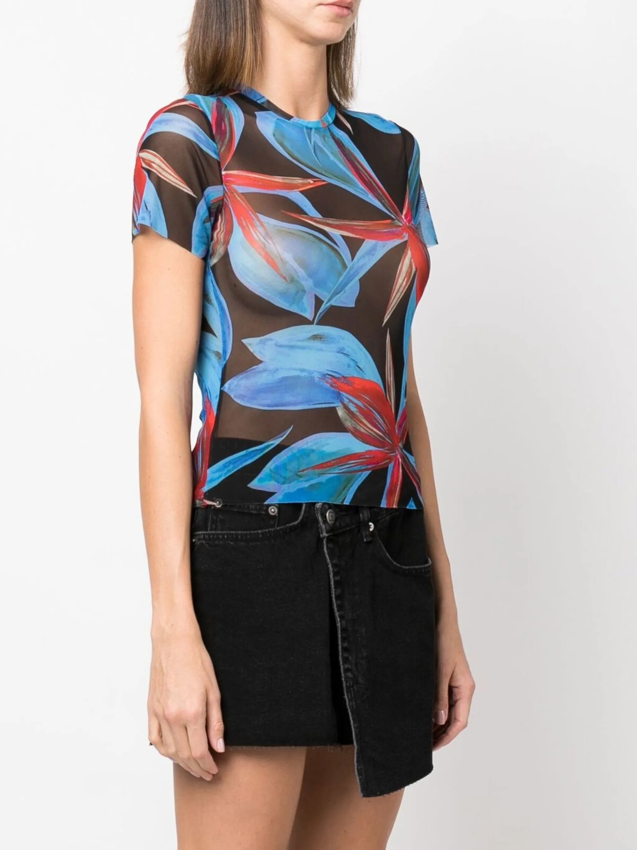 Beach graphic-print sheer T-shirt