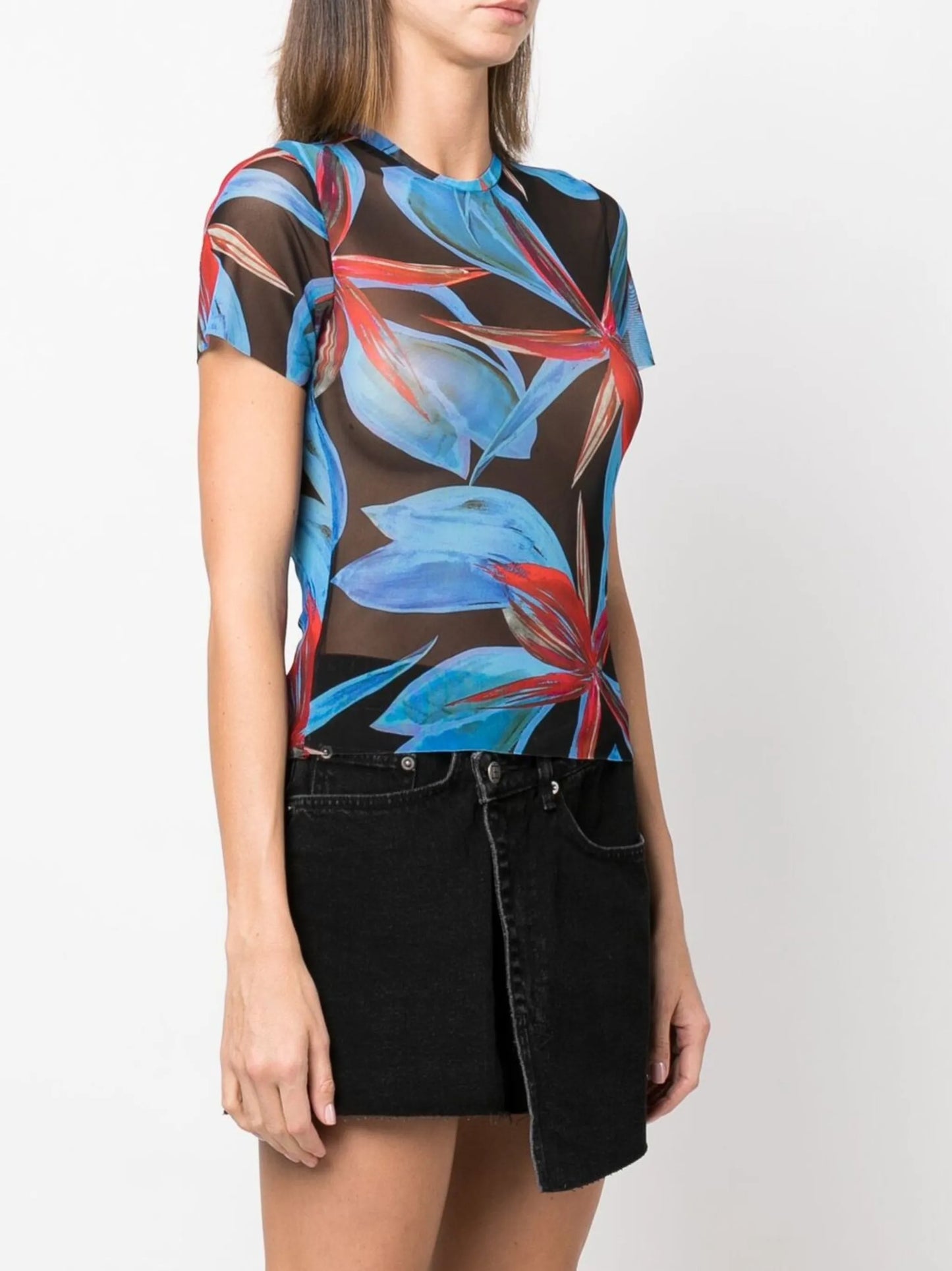 Beach graphic-print sheer T-shirt
