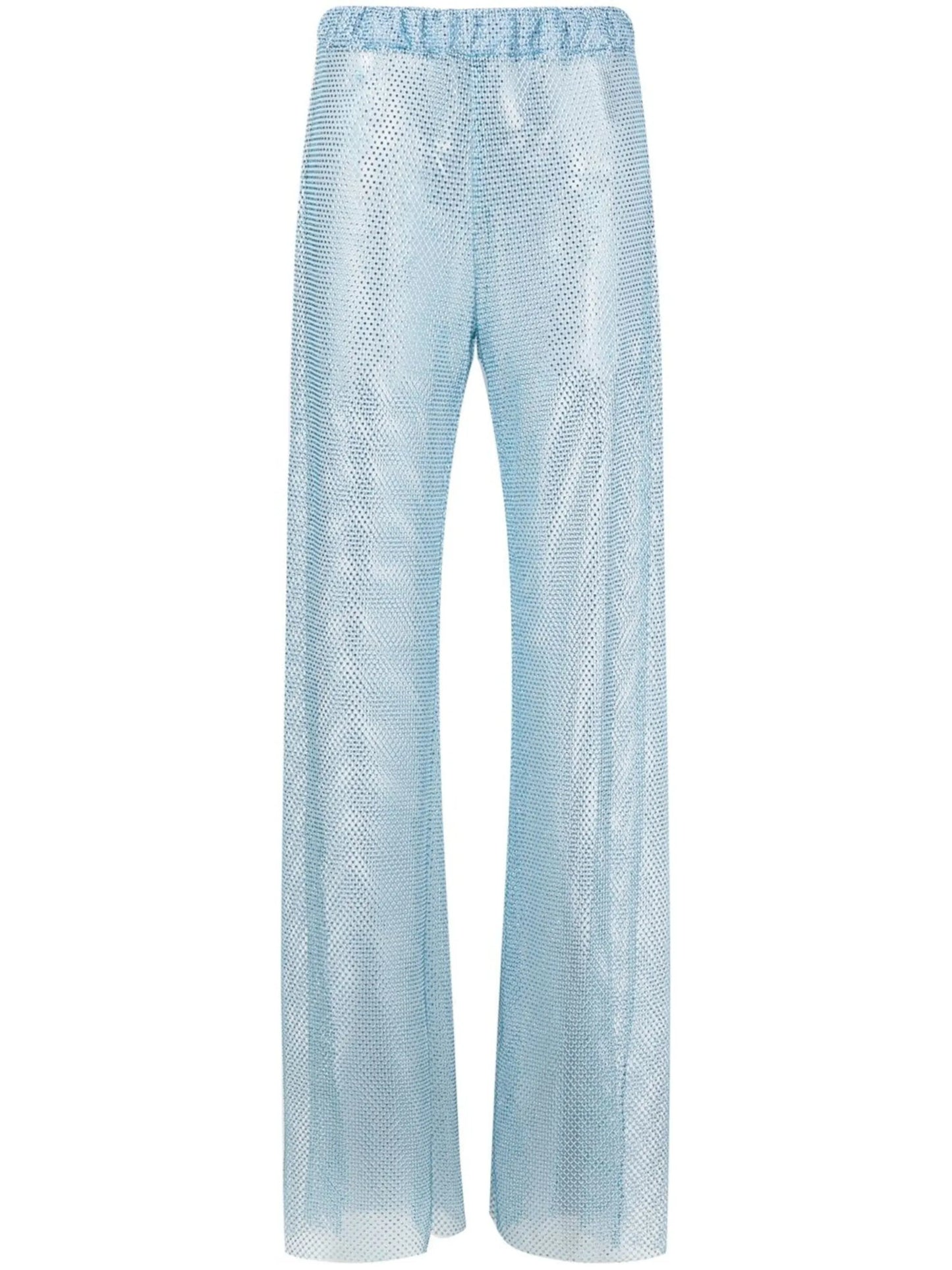 crystal-embellished mesh wide leg trousers