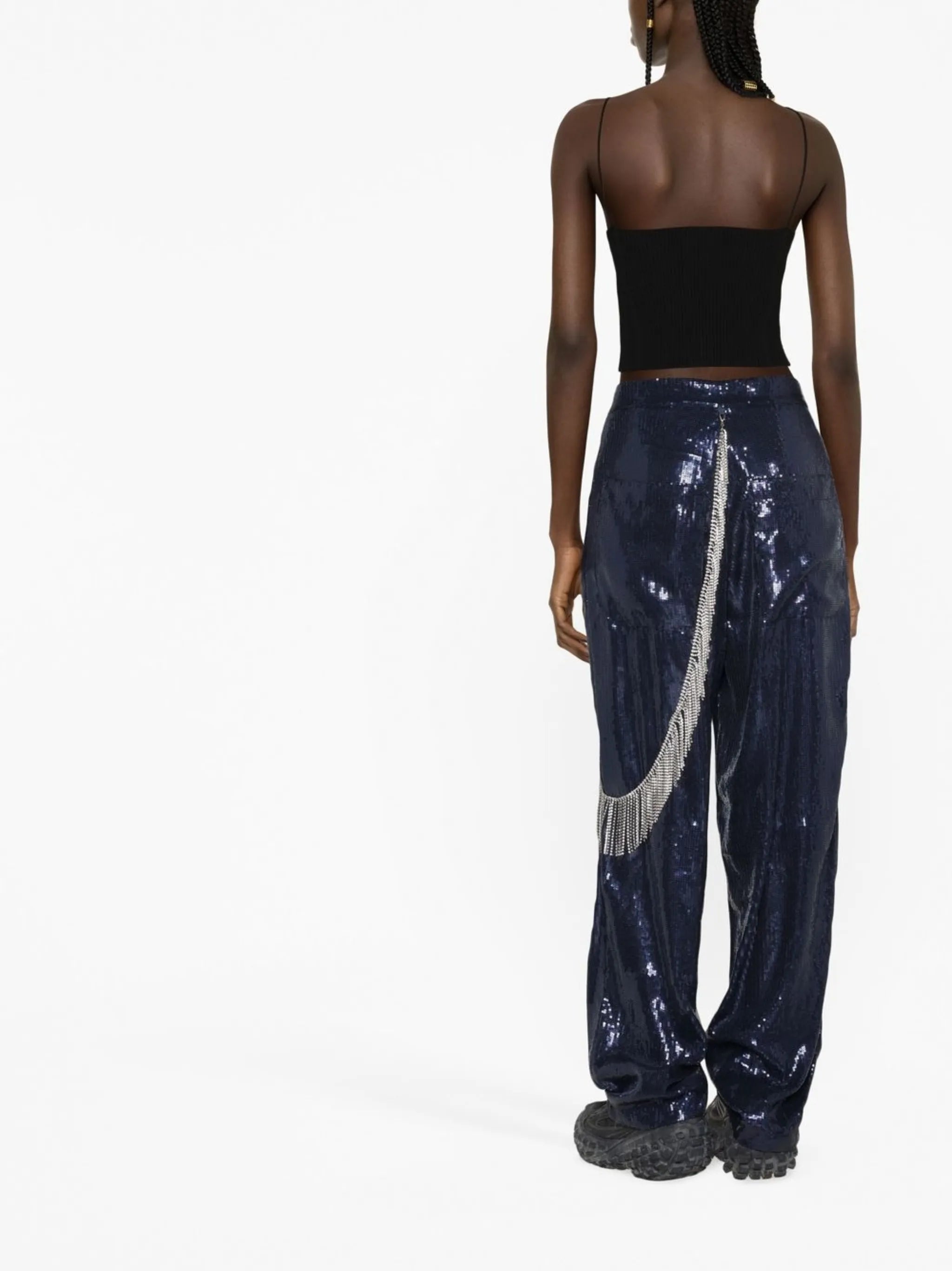 sequin-embellished wide-leg trousers