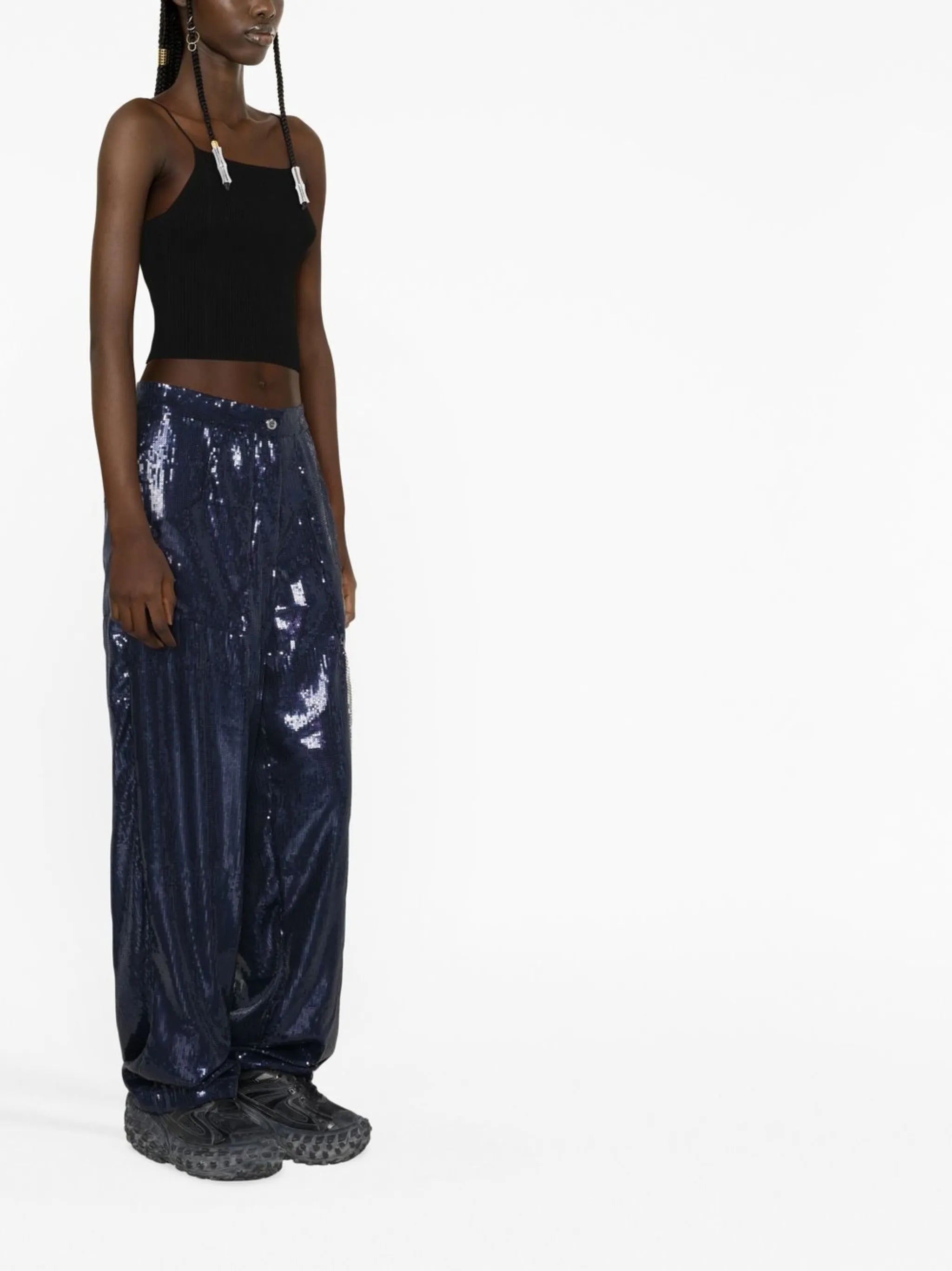 sequin-embellished wide-leg trousers