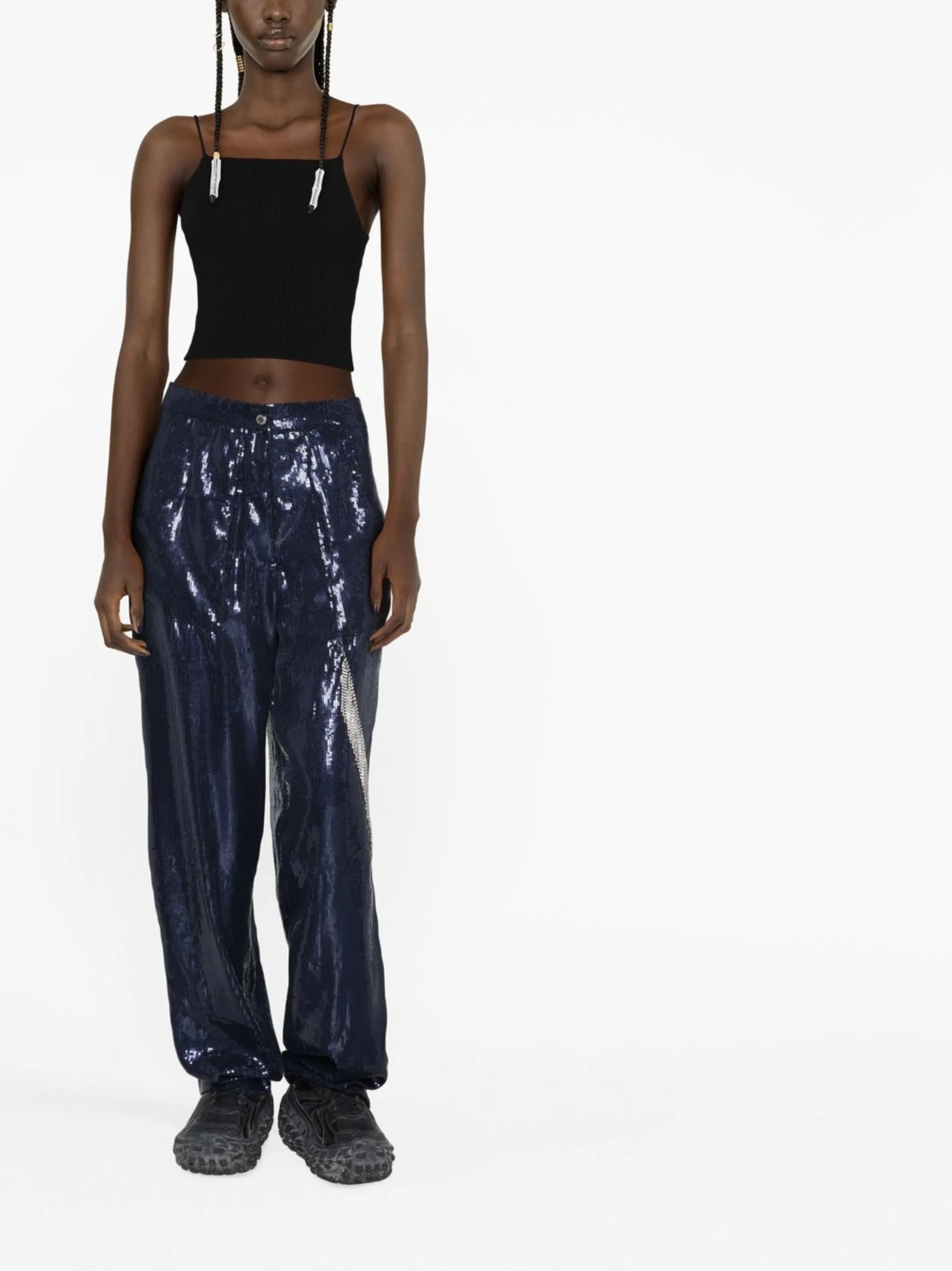 sequin-embellished wide-leg trousers