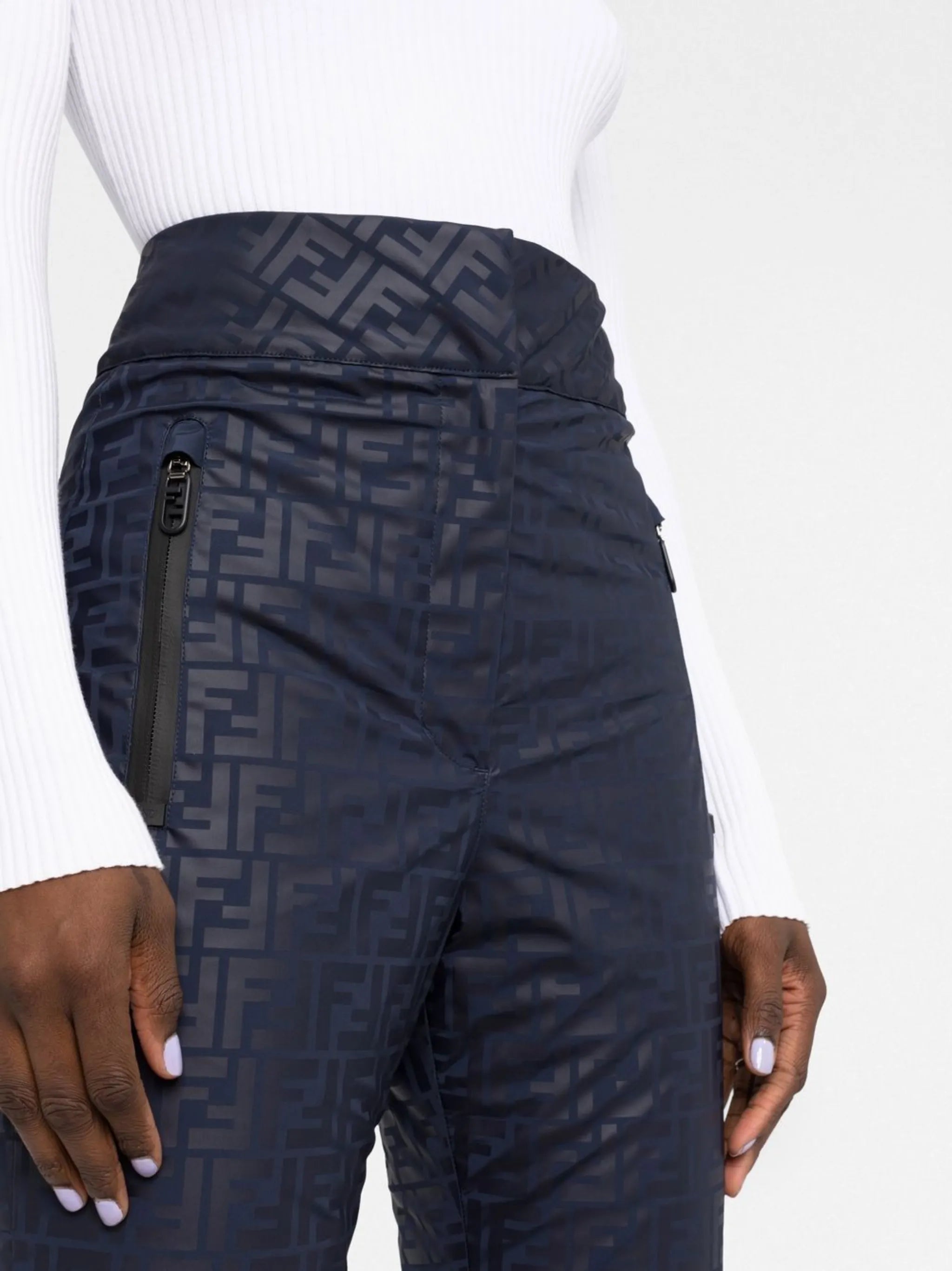 logo-jacquard ski trousers
