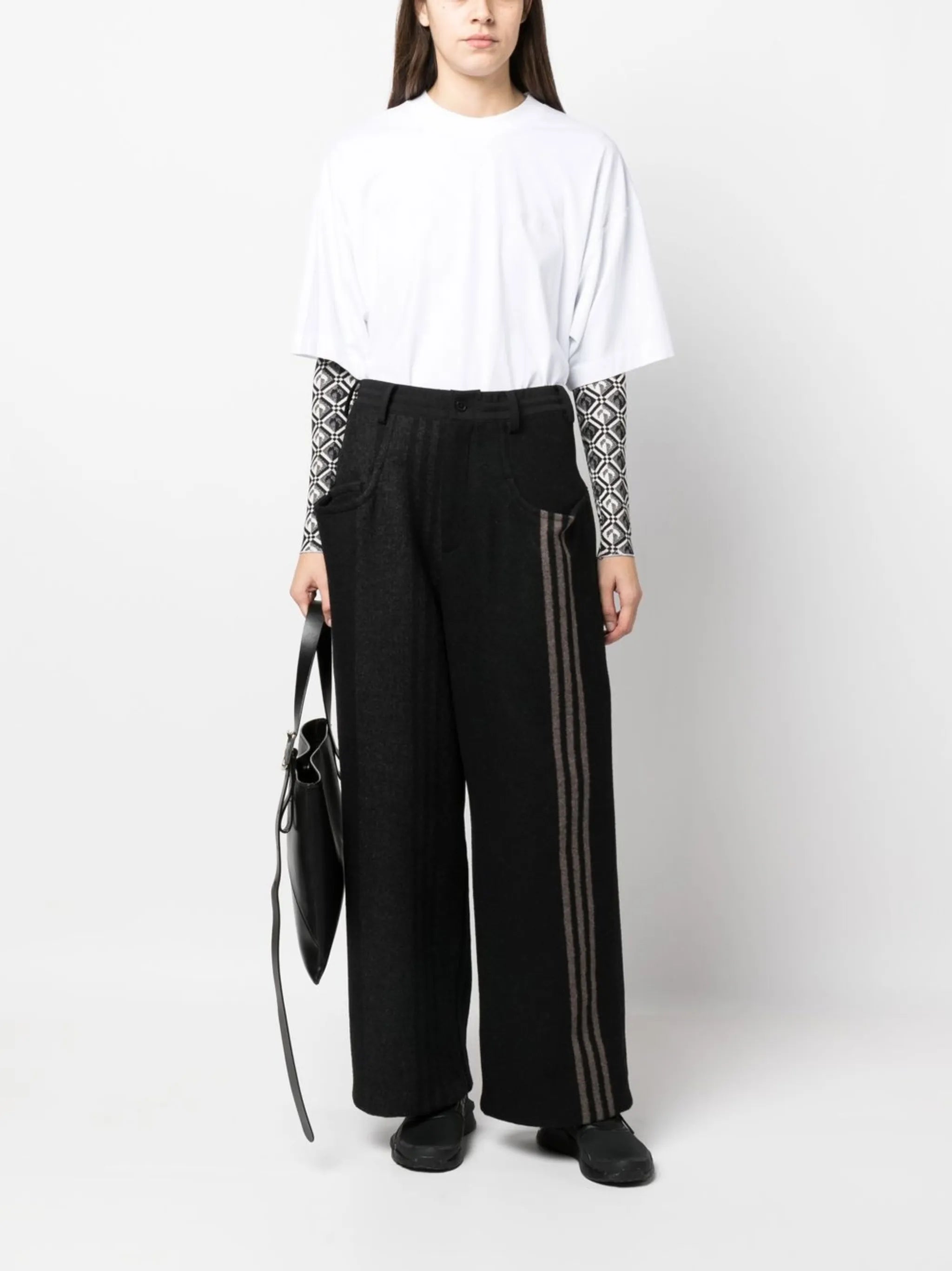 side-stripe wide-leg performance trousers