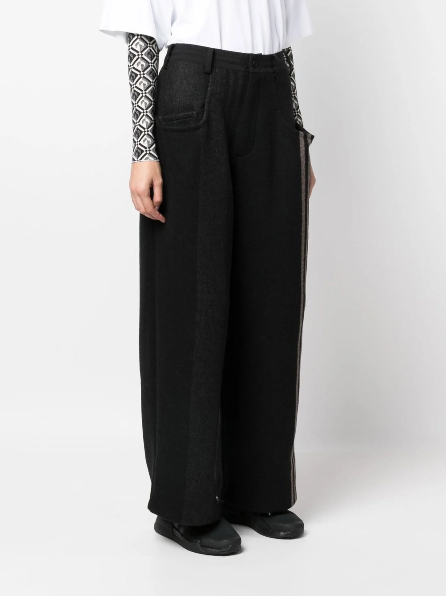 side-stripe wide-leg performance trousers