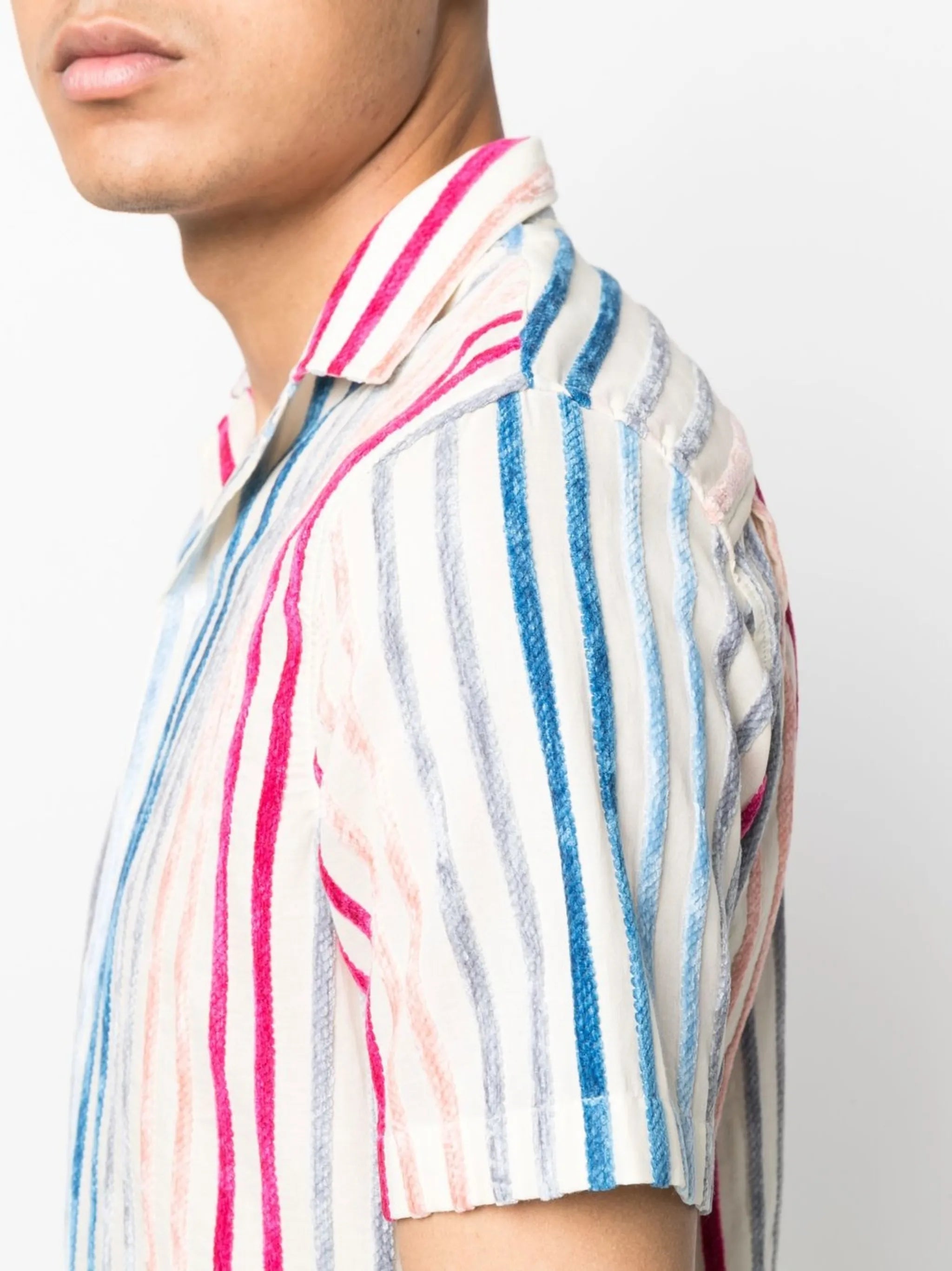 stripe-print short-sleeved shirt