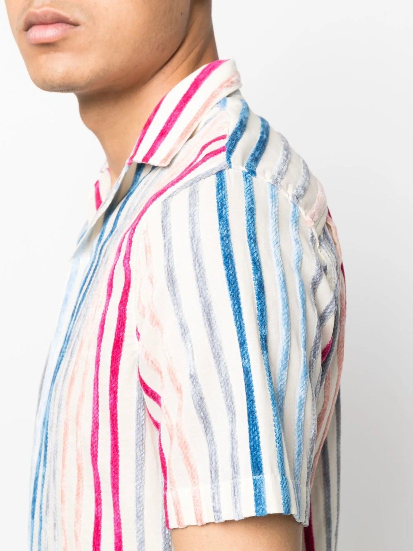 stripe-print short-sleeved shirt