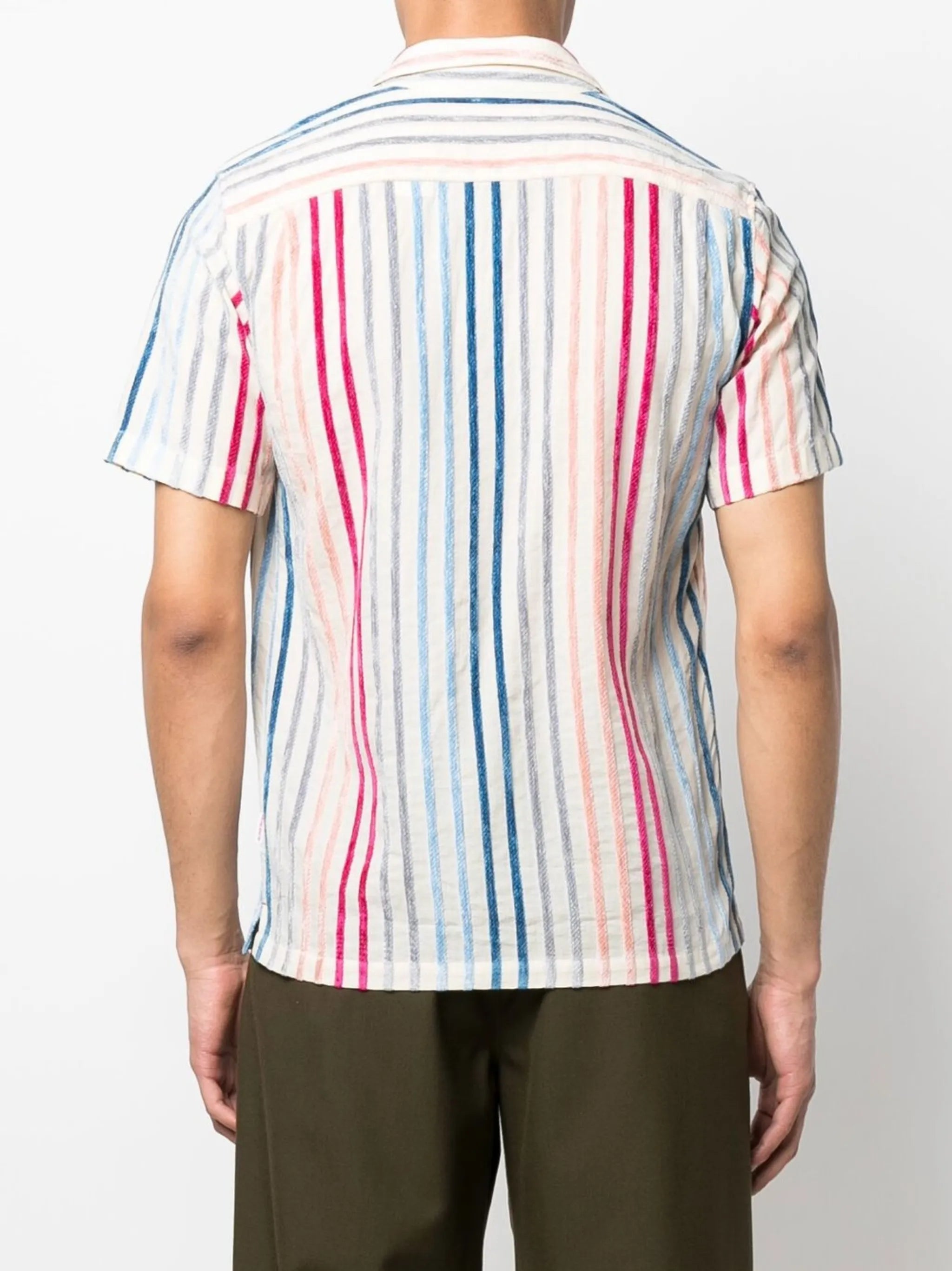 stripe-print short-sleeved shirt