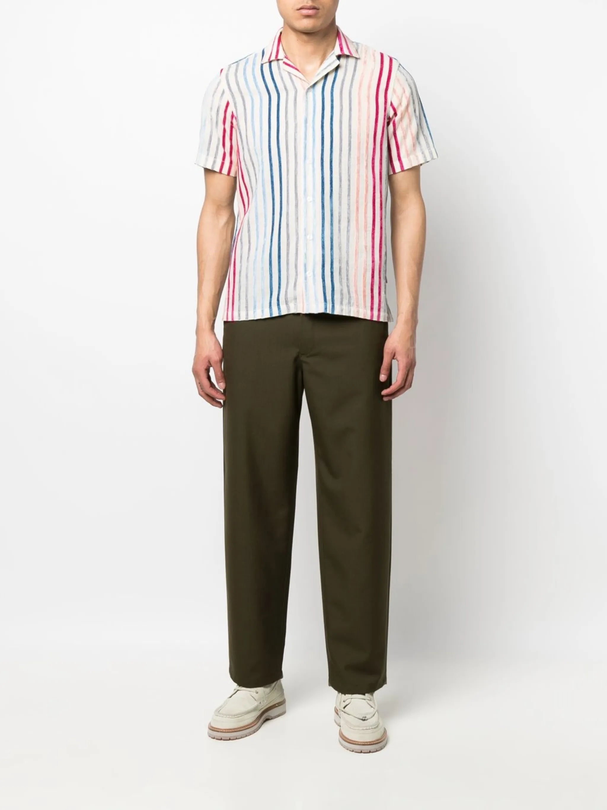stripe-print short-sleeved shirt