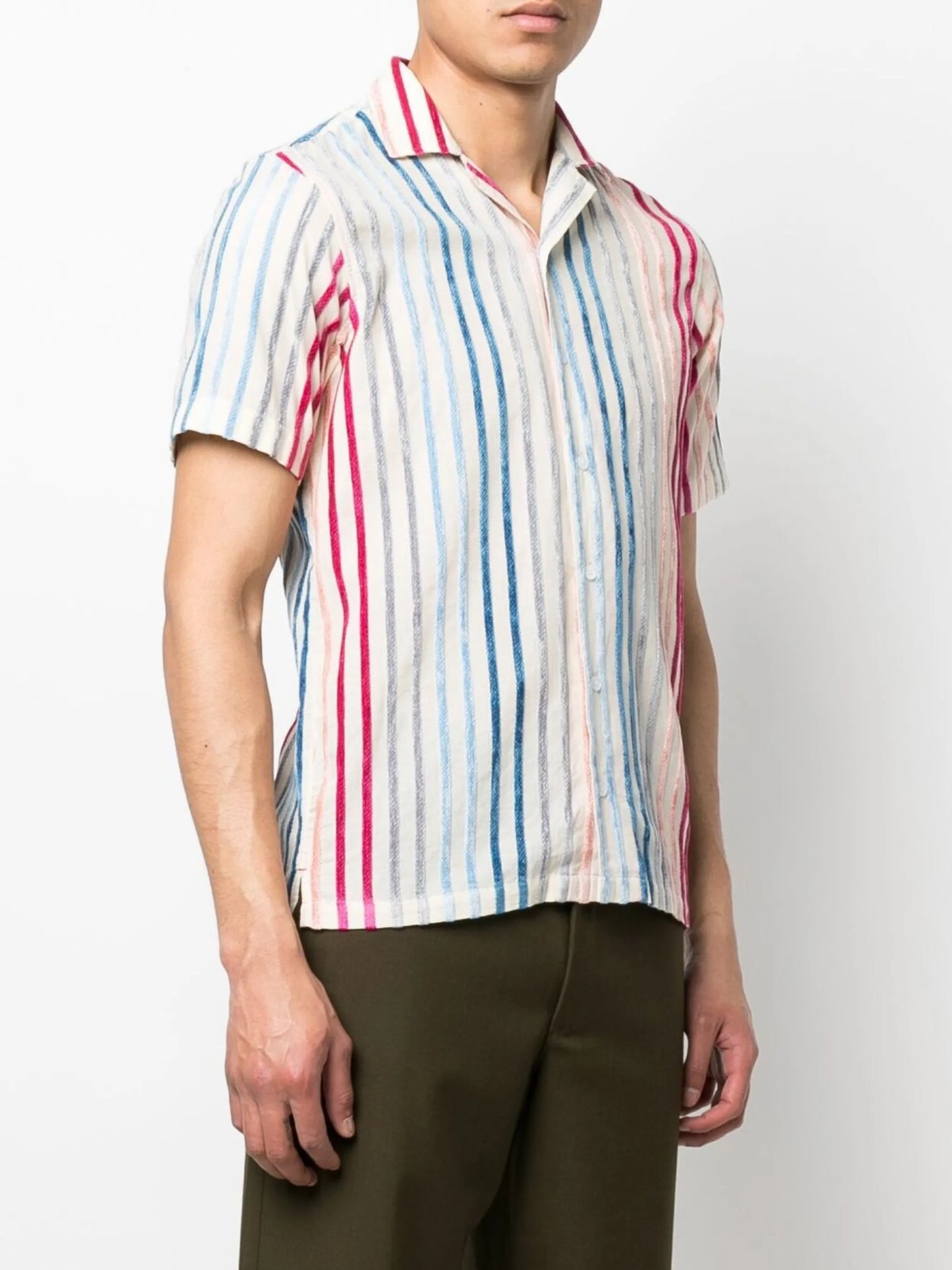 stripe-print short-sleeved shirt