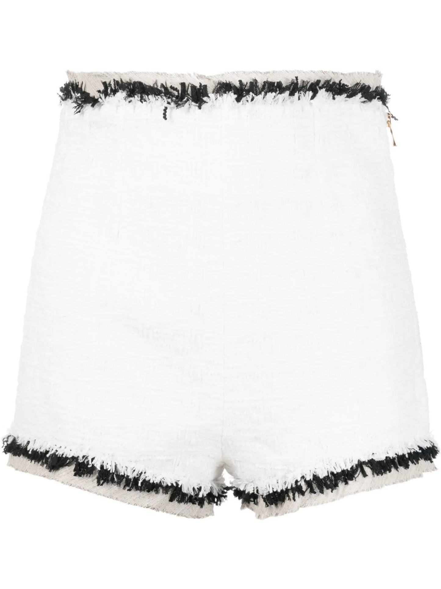 textured contrast-trim raw-edge shorts