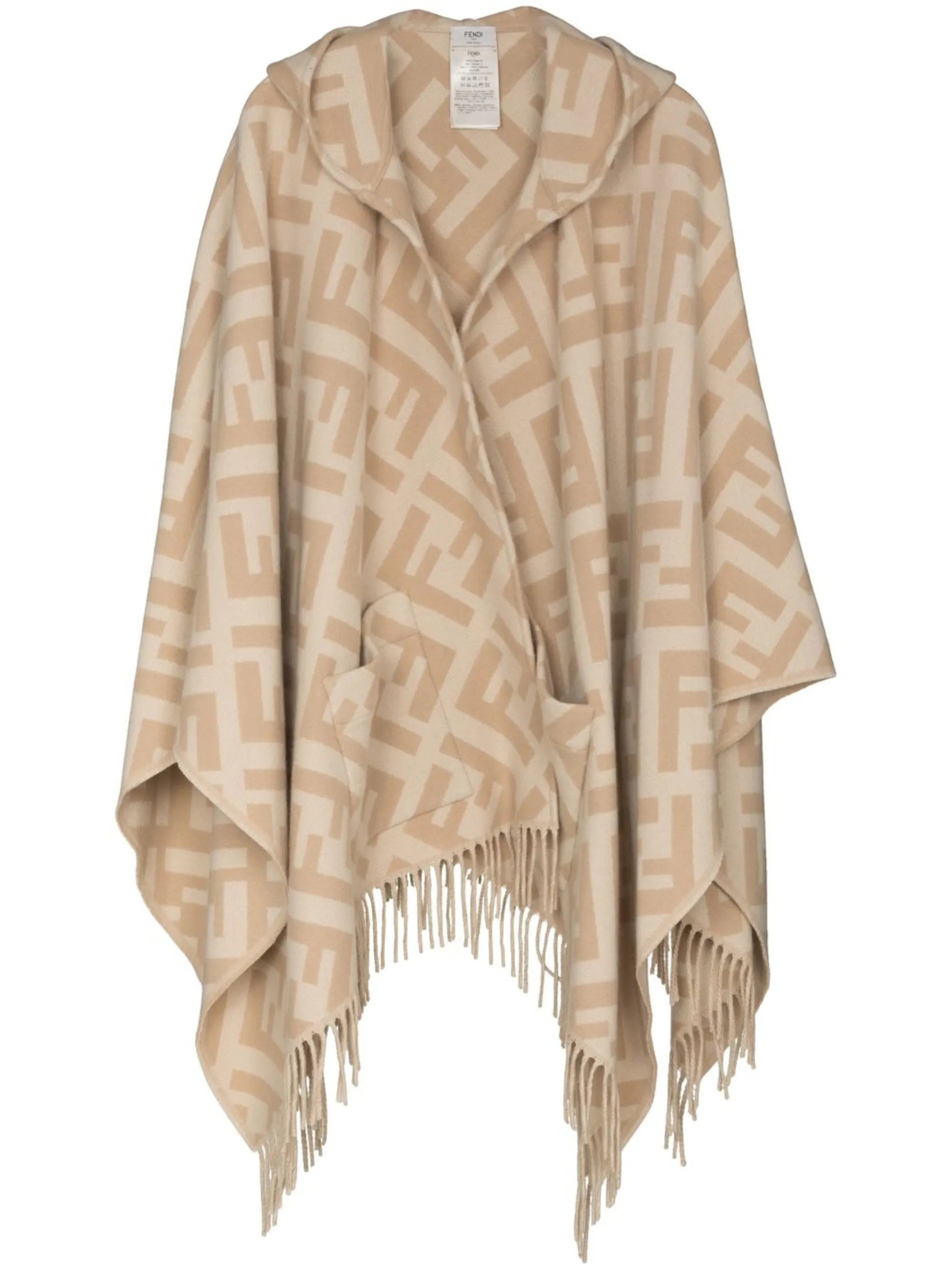 FF-logo intarsia cashmere poncho