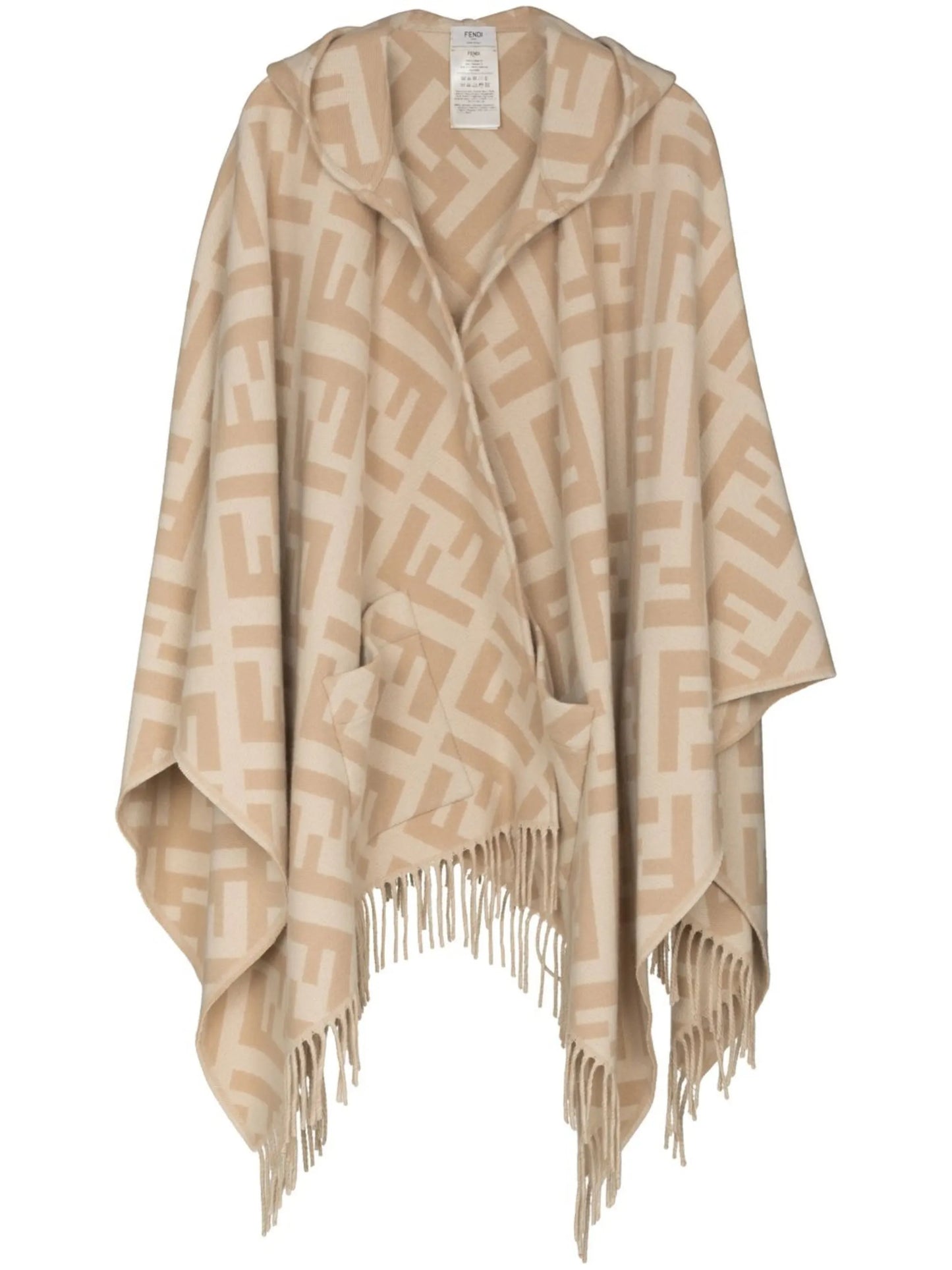 FF-logo intarsia cashmere poncho