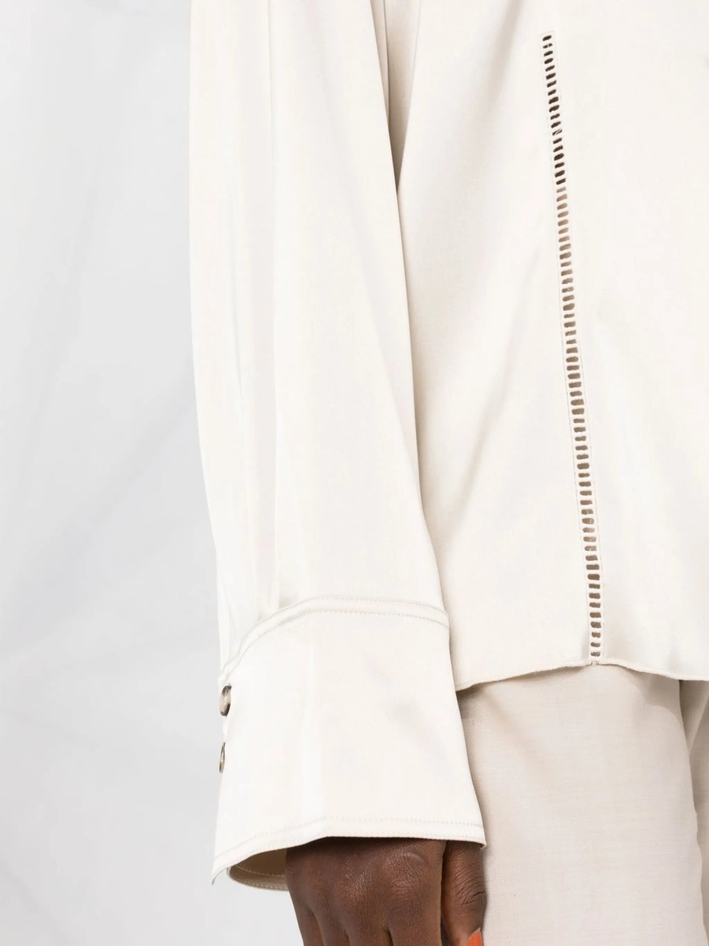 Caio ladder-stitch satin shirt