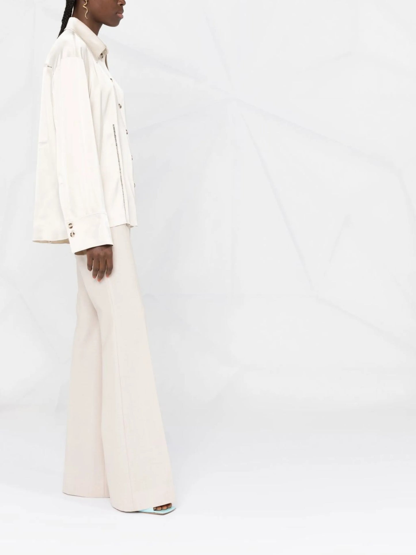 Caio ladder-stitch satin shirt